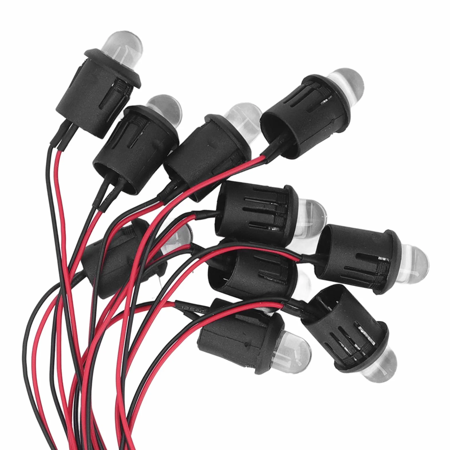 Tablica Pilot Lampka Kontrolna żarówka Okablowana Dioda Elektroluminescencyjna LED Plastikowy Klips Uchwyt Panel Wyświetlacza do Oświetlenia Samochodu światło Hamowania 10mm 12V (Czerwony)