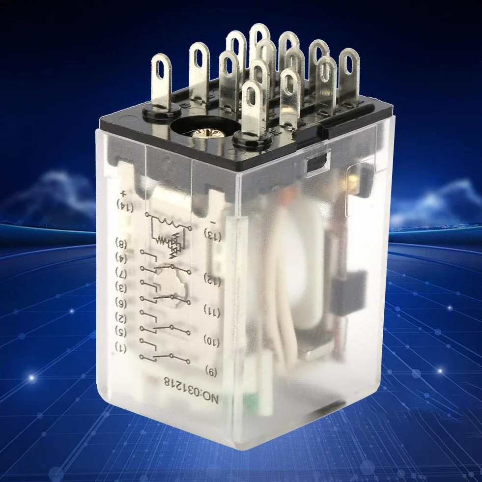 Keenso Przekaźnik pośredni 14 Pin 5A 6VDC / 12VDC / 110VDC Mini Power przekaźnik pośredni przekaźnik elektromagnetyczny BEMM4C do urządzeń automatyzujących, szafek sterowniczych (12VDC)