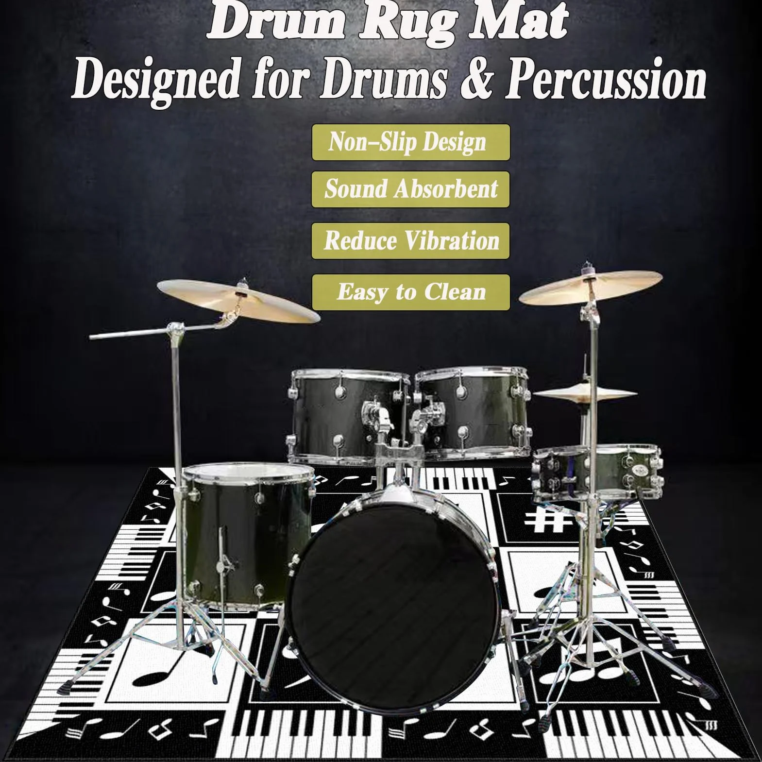 Dywan perkusyjny, mata perkusyjna, antypoślizgowy dźwiękoszczelny dywan 120 x 90 cm, profesjonalny prostokątny elektroniczny zestaw perkusyjny jazzowy, dywan perkusyjny do ochrony podłogi