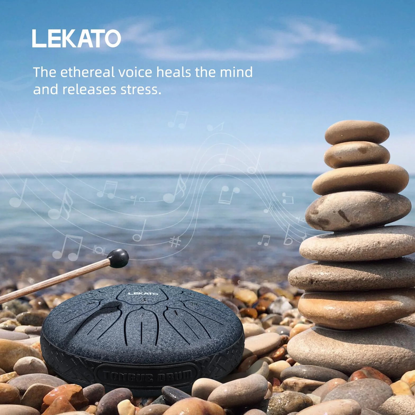 LEKATO Steel Tongue Drum 15 cm 11 dźwięków D Handpan z torbą do medytacji jogi