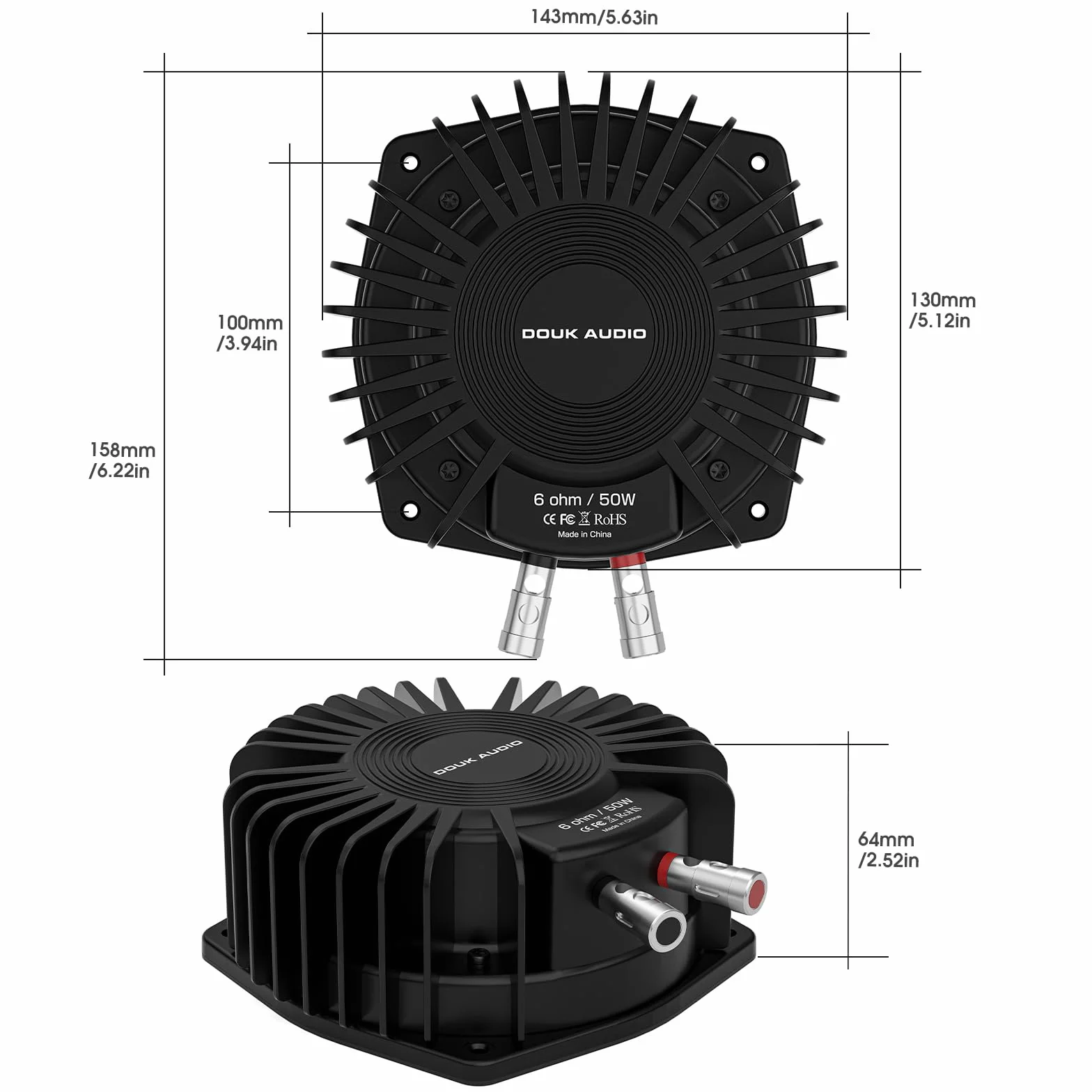 Douk Audio BS-1 Bass Shaker: Buttkicker o dużej mocy 50 W - przetwornik dotykowy - niski poziom subwoofera do kina domowego, samochodowego sprzętu audio i fotela gamingowego, zanurzenie wibracyjne (1