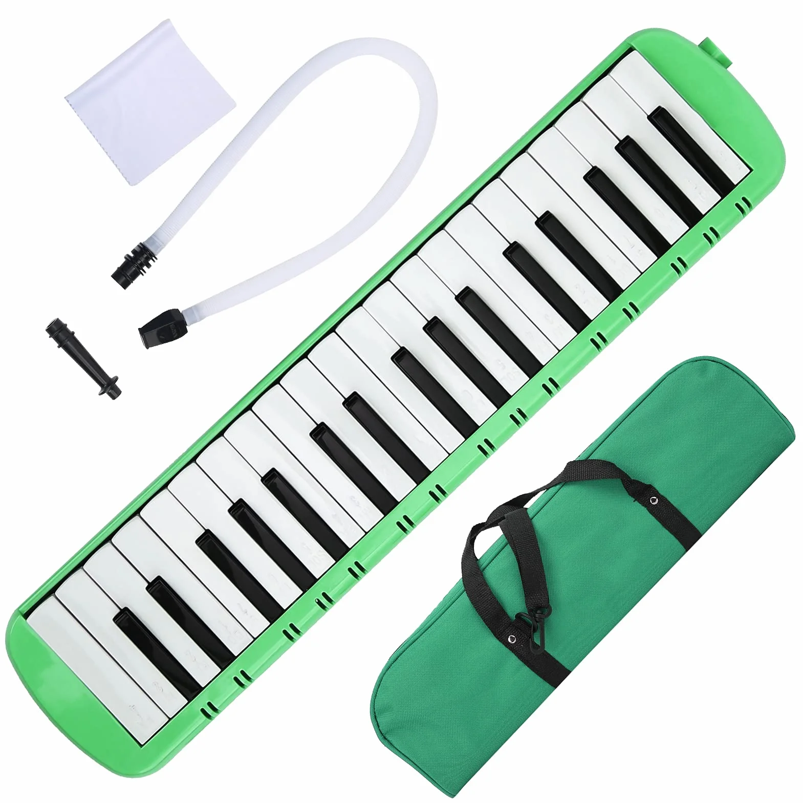 Mxzzand Melodica 37 Keys Wind Instrument muzyczny dla miłośników muzyki, początkujących do szkolenia zawodowego (zielony), instrument dęty,Narząd jamy ustnej