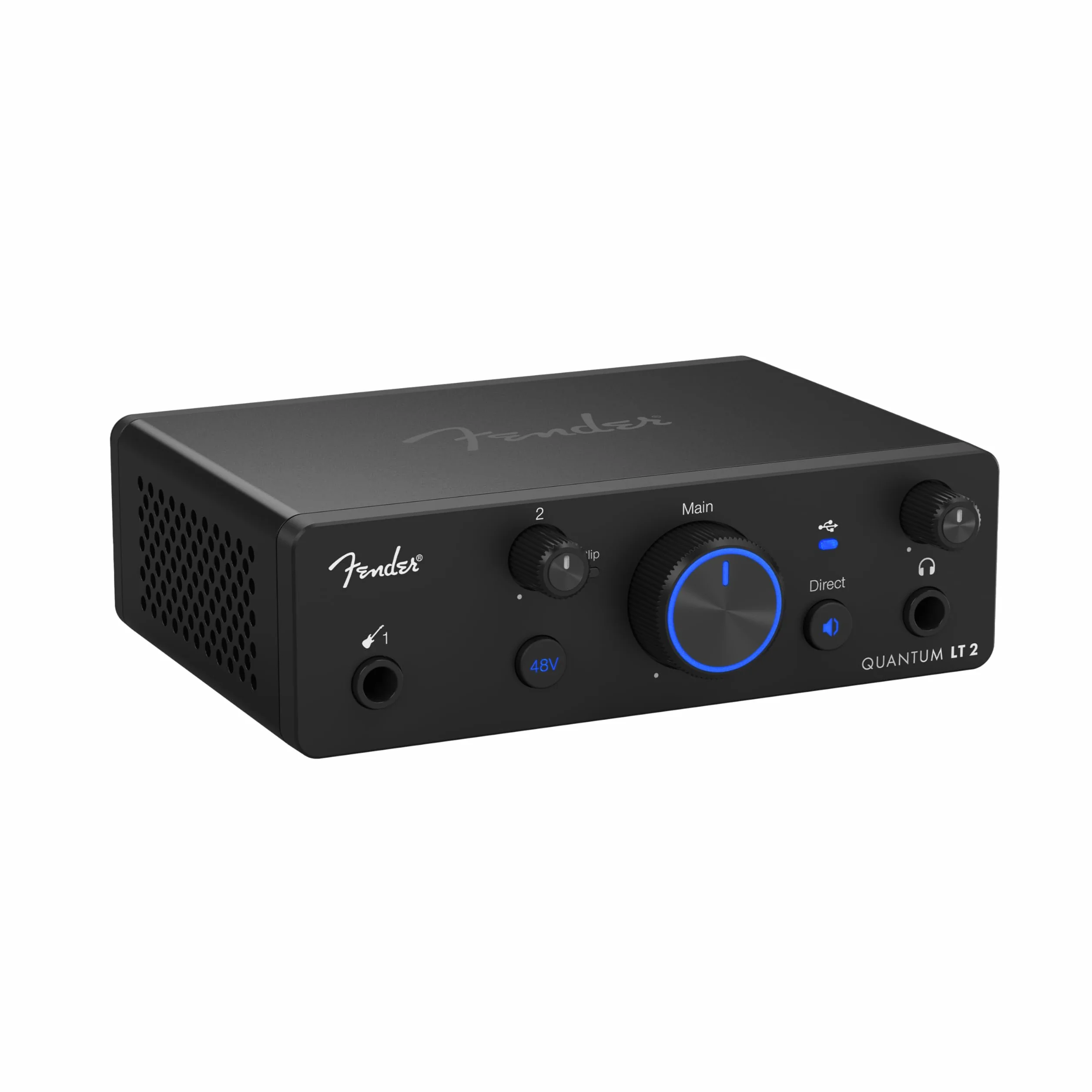 Fender Quantum LT 2 Interfejs audio USB-C do produkcji muzyki, przedwzmacniacz mic MAX-HD, wejście instrumentu, sterowniki low latency, loopback, zrównoważone wyjścia, wzmacniacz słuchawkowy, Mac, PC