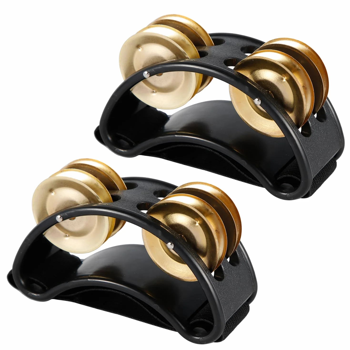 2 Szt. Tamburyn do Stóp, Wibrator do Stóp Pedal Perkusyjny Beben Nozny ze Stalowymi Dzwonkami Instrument Muzyczny Akcesoria na Koncerty Imprezy Gra na Perkusji i Gitarze (Zloto)