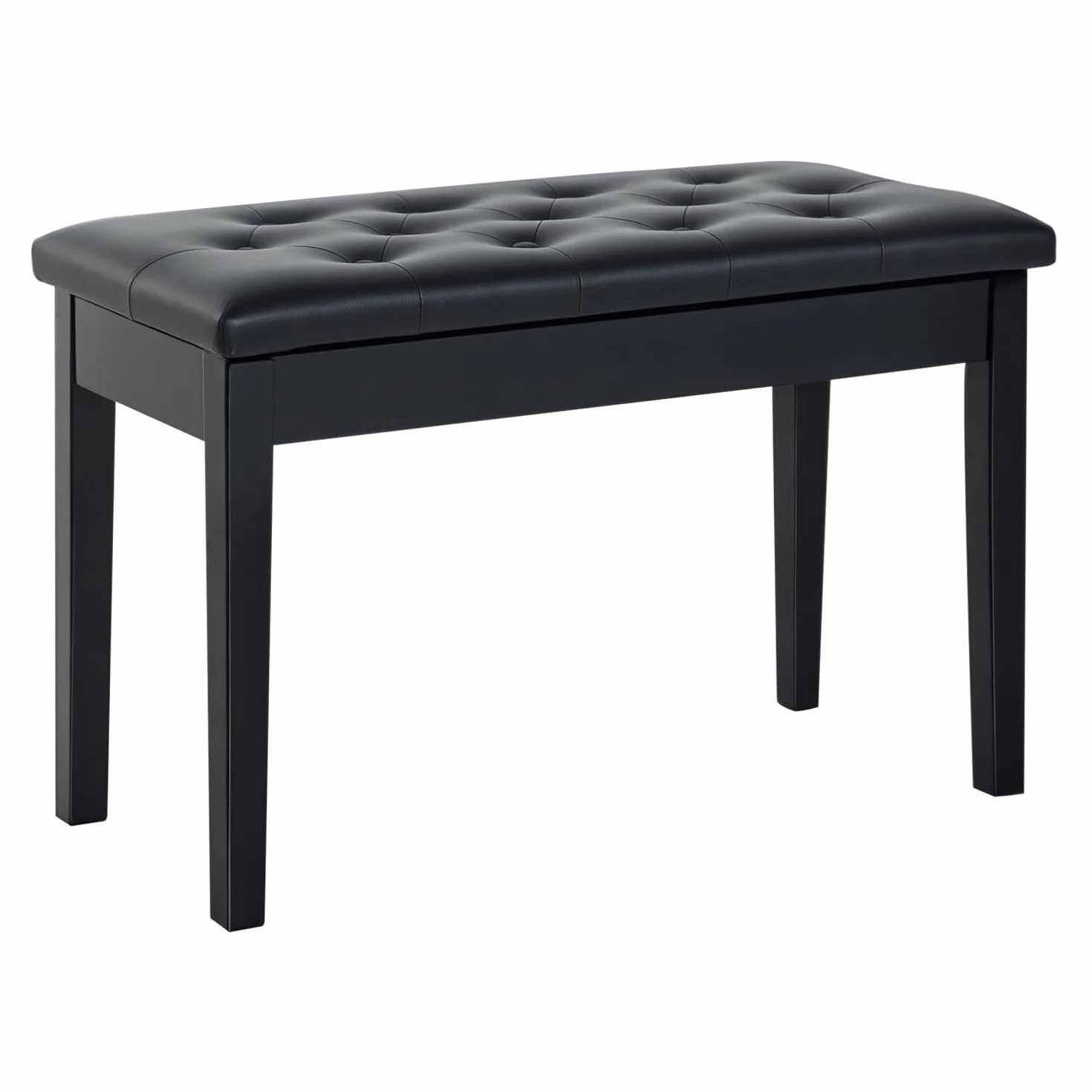 HOMCOM Taboret fortepianowy ławka do fortepianu drewno gumowa sztuczna skóra czarna 76 x 36 x 50 cm