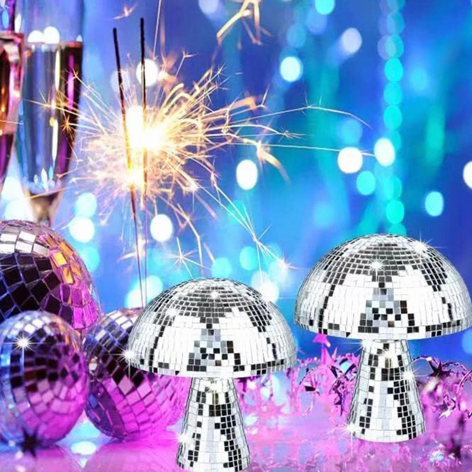Mushroom Disco Ball, Mirror Disco Mushroom | Mirror Glitter Disco Ball dla sztuki domowej - unikalne kreatywne grzyby światła dekoracje do domu, ozdoby