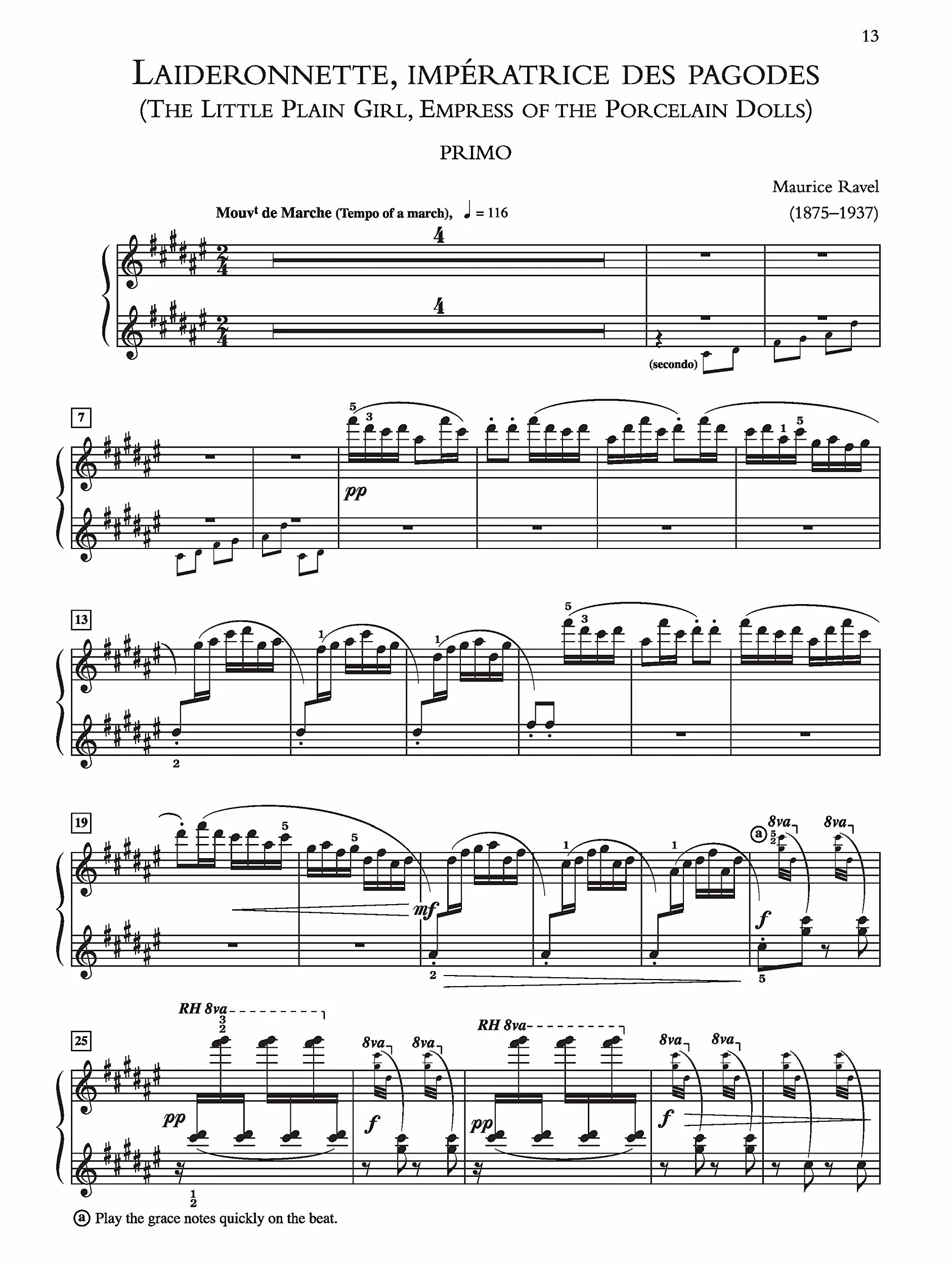 Ravel -- Ma M Re L'Oye (Mother Goose Suite): for one Piano, four Hands