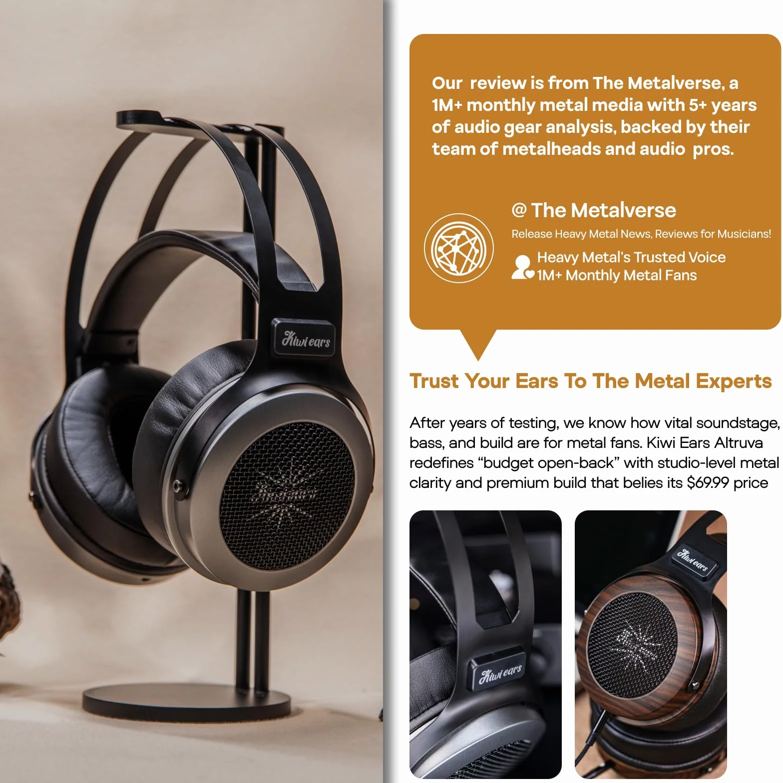 Linsoul Kiwi Ears Altruva słuchawki nauszne Hi-Fi 50mm dynamiczny przetwornik monitorujące przewodowe gamingowe otwarte stereo