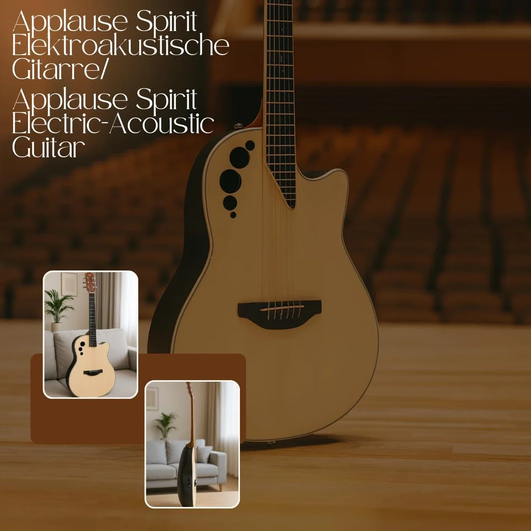 Applause gitara elektroakustyczna Spirit - selekcjonowany świerkowy top - korpus Lyrachord o średniej głębokości - cutaway - przedwzmacniacz AP2T + tuner - naturalny - AAE-044-4S