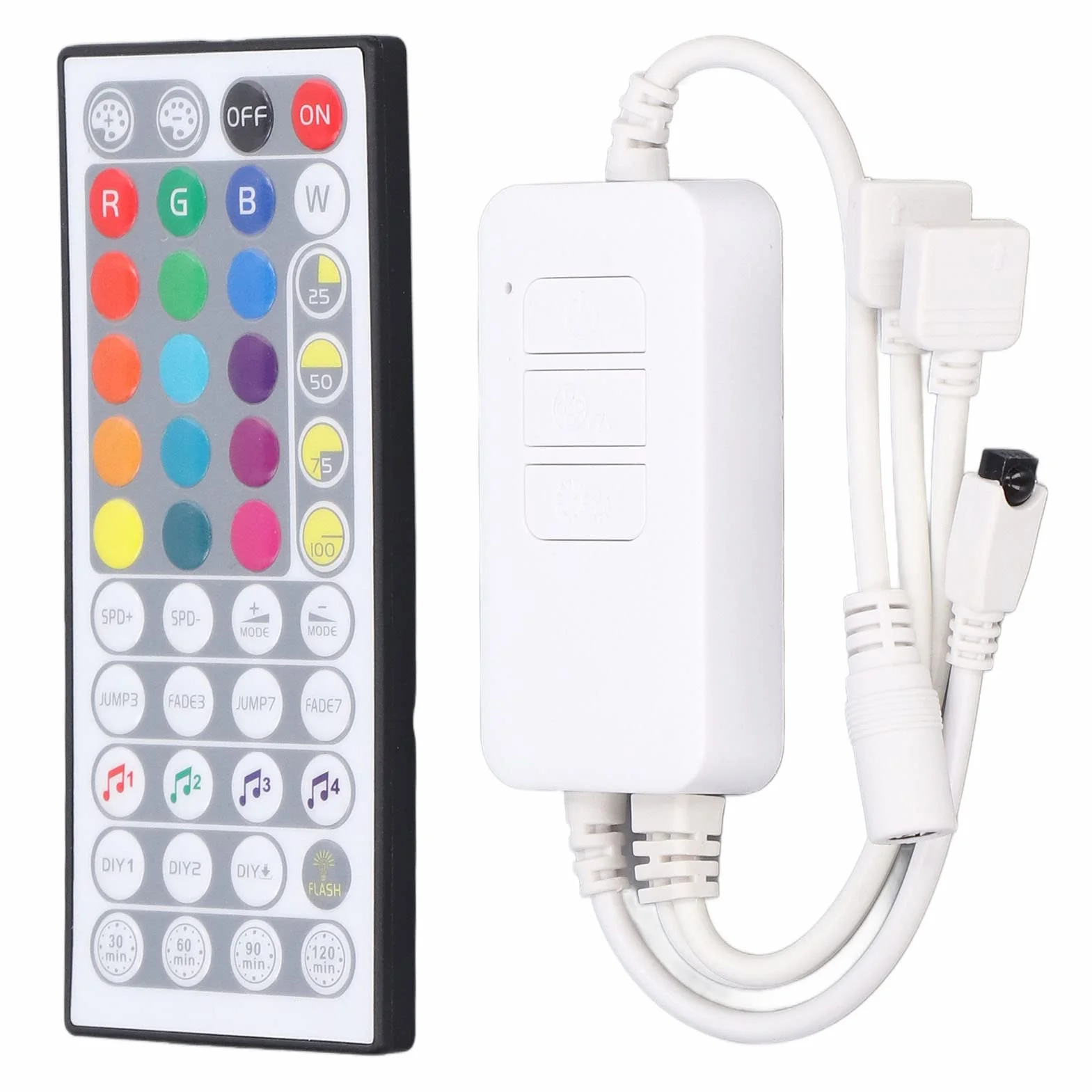 Pilot do Oświetlenia LED, Kontroler Oświetlenia Taśmy LED, 44 Klawisze 3-przyciskowy Pilot LED RGB z Podwójnym Trybem DC 5V do 24 V, Wymiana Kontrolera RGB z funkcją Pomiaru