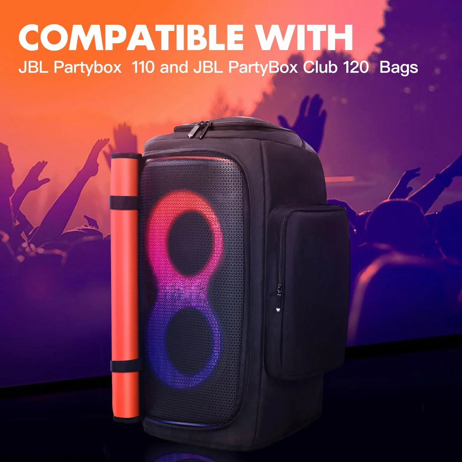 Etui na głośnik, kompatybilne z JBL PartyBox 110/120, przenośny głośnik, outdoor, impreza, podróż, ochrona przed kurzem, torba do przechowywania z kieszeniami do JBL PartyBox Club 120 i