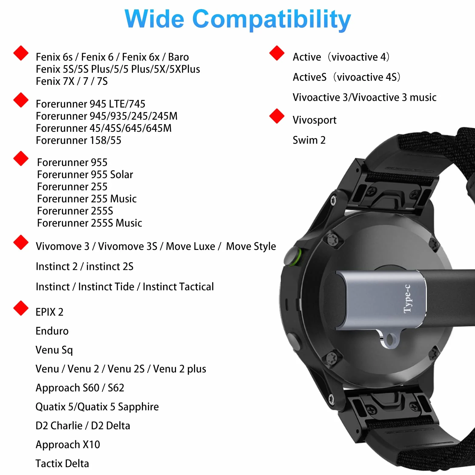 Adaptery ładowarki do zegarków (2 sztuki), adapter USB-C typu C żeński na męski, złącze ładowania z wtyczką przeciwpyłową, kompatybilne z Garmin Fenix 7/7S/7X/6/6X/6S i innymi