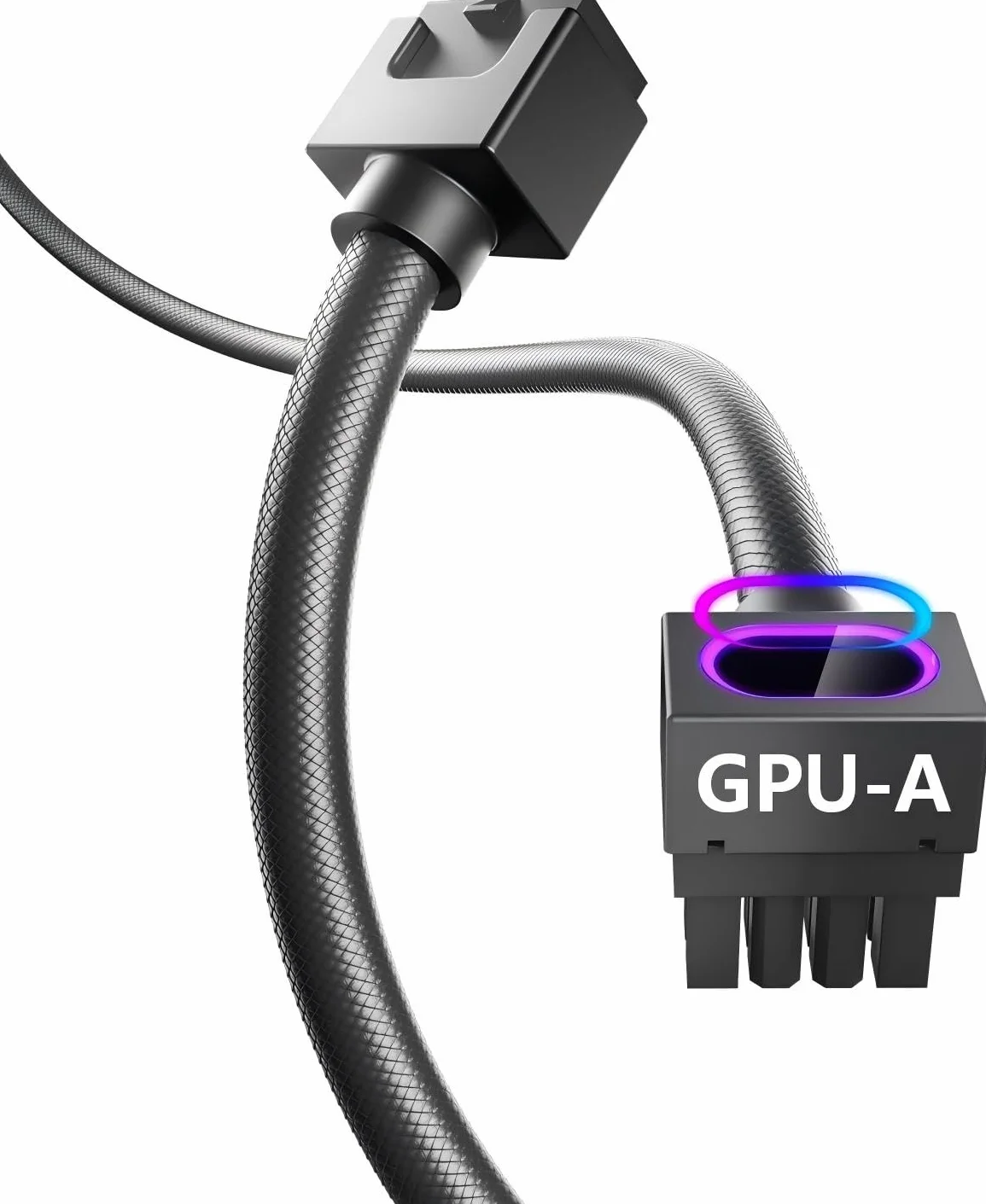 AsiaHorse Hydrus 8-Pin GPU Kabel przedłużający [TYP A - ZATZASK NA DOLE], Kabel zasilający PCIE do karty graficznej (NIE DLA CPU), 18AWG Sleeved, 5V ARGB Sync - Czarny