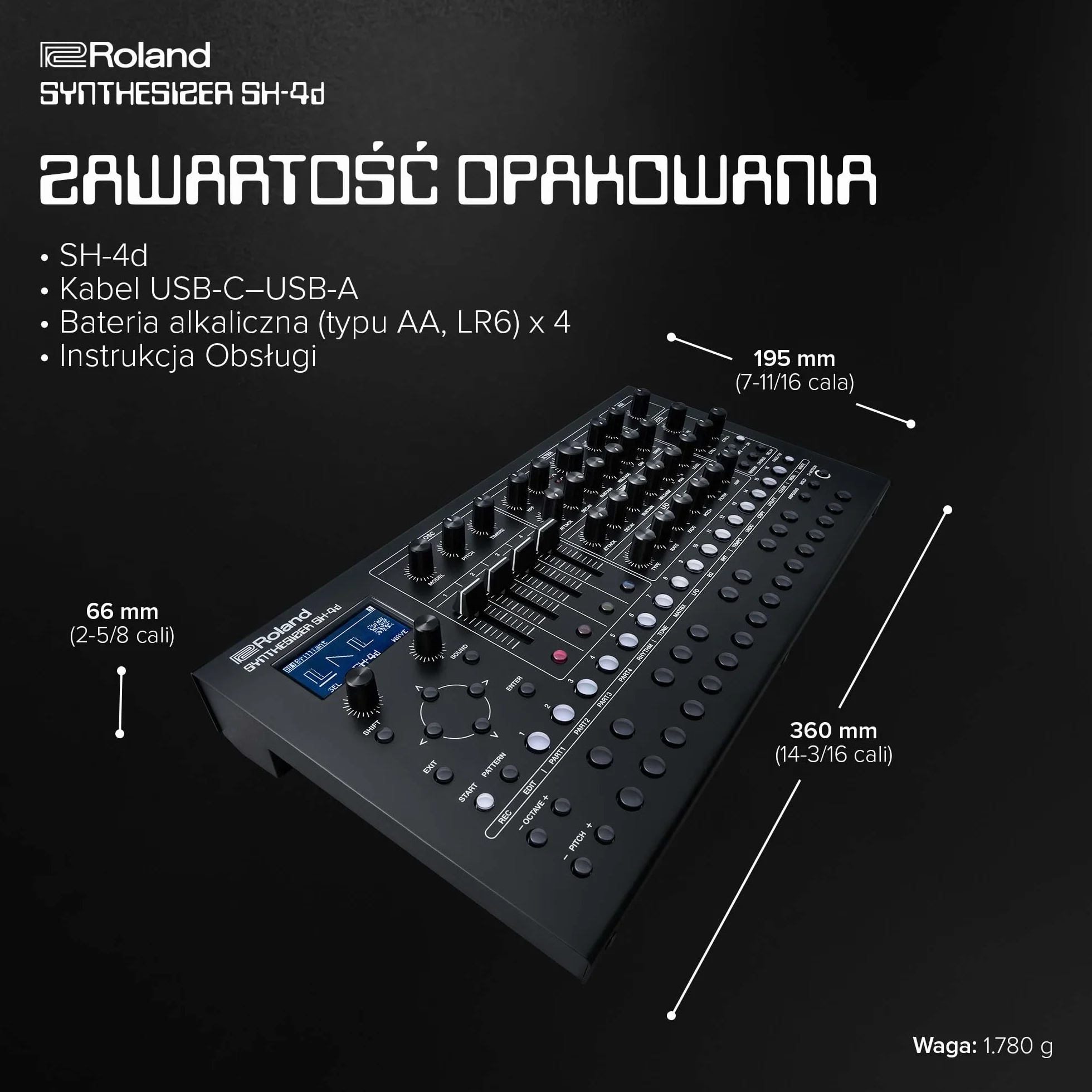 Kompaktowy Syntezator Biurkowy Roland SH-4d | 11 Modeli OSC | Profesjonalne Narzędzia do Projektowania Dźwięku | Wygodny Proces Pracy | Multitimbralny Sekwencer Patternów | Rozbudowane Efekty