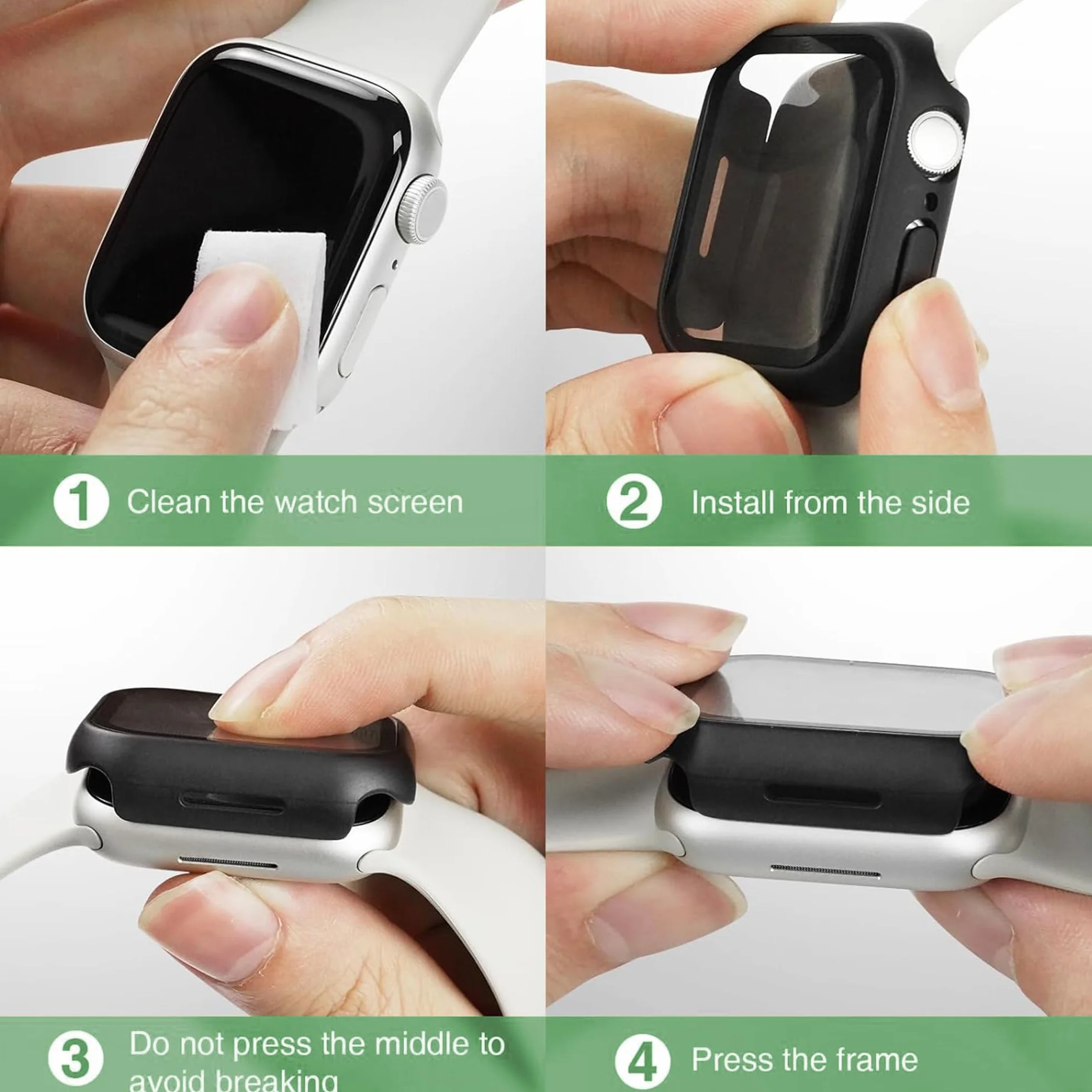 Fitudoos 2 x etui na PC, kompatybilne z Google Pixel Watch 4 45 mm, twarda obudowa PC z osłoną ekranu ze szkła hartowanego, ochrona przed upadkiem, 1 przezroczysta i 1 czarna