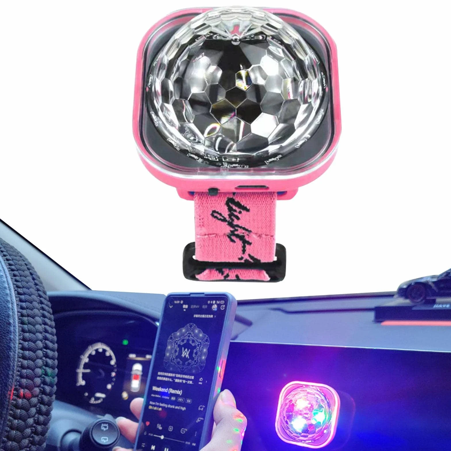 ?wiat? dyskotekowe | Zegarek LED Light z aktywacj? d?wi?kiem - Przeno?na kula lustrzana USB Disco Light Up Bransoletka dla dzieci, dekoracji domu lub samochodu, adowalna