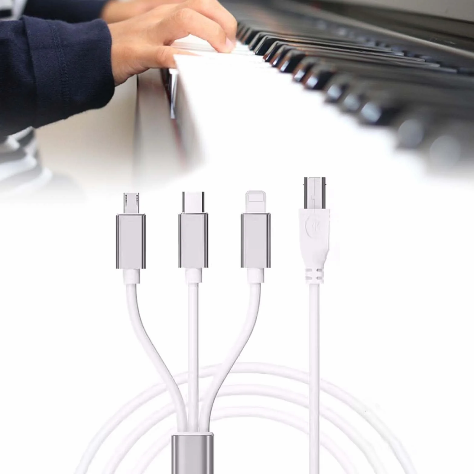 Kabel USB C na USB B Midi 3 w 1, kabel USB OTG typu C na USB B, kabel do drukarki do iPhone'a, iOS, kontrolera Midi, interfejsu audio, klawiatury midi, elektronicznego instrumentu muzycznego,