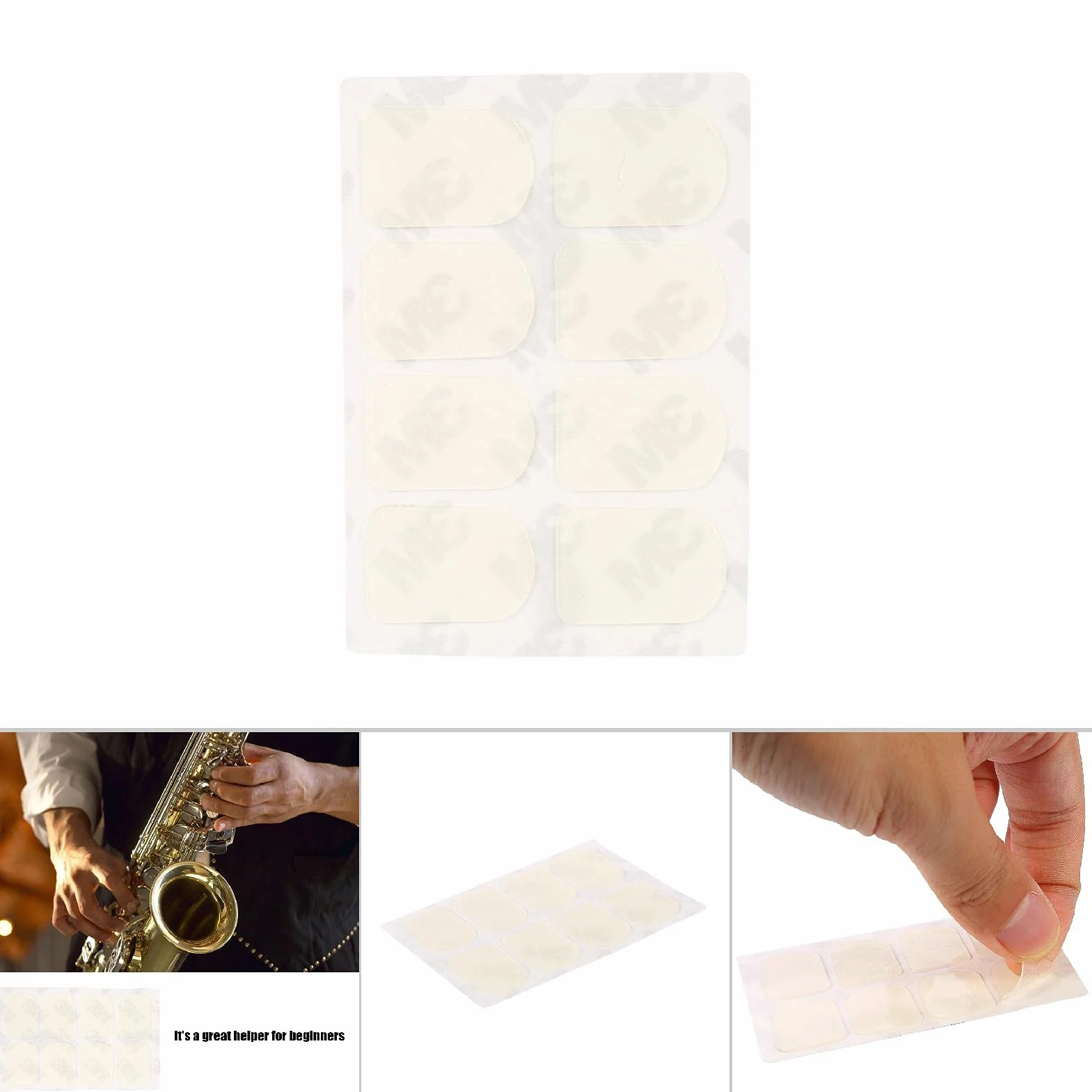 Eujgoov Sax Ustnik Patch Gumowy Mocny Klej do Klarnetu Saksofon Sopranowy Altowy Tenorowy(Biały 0,3 mm mały owalny)