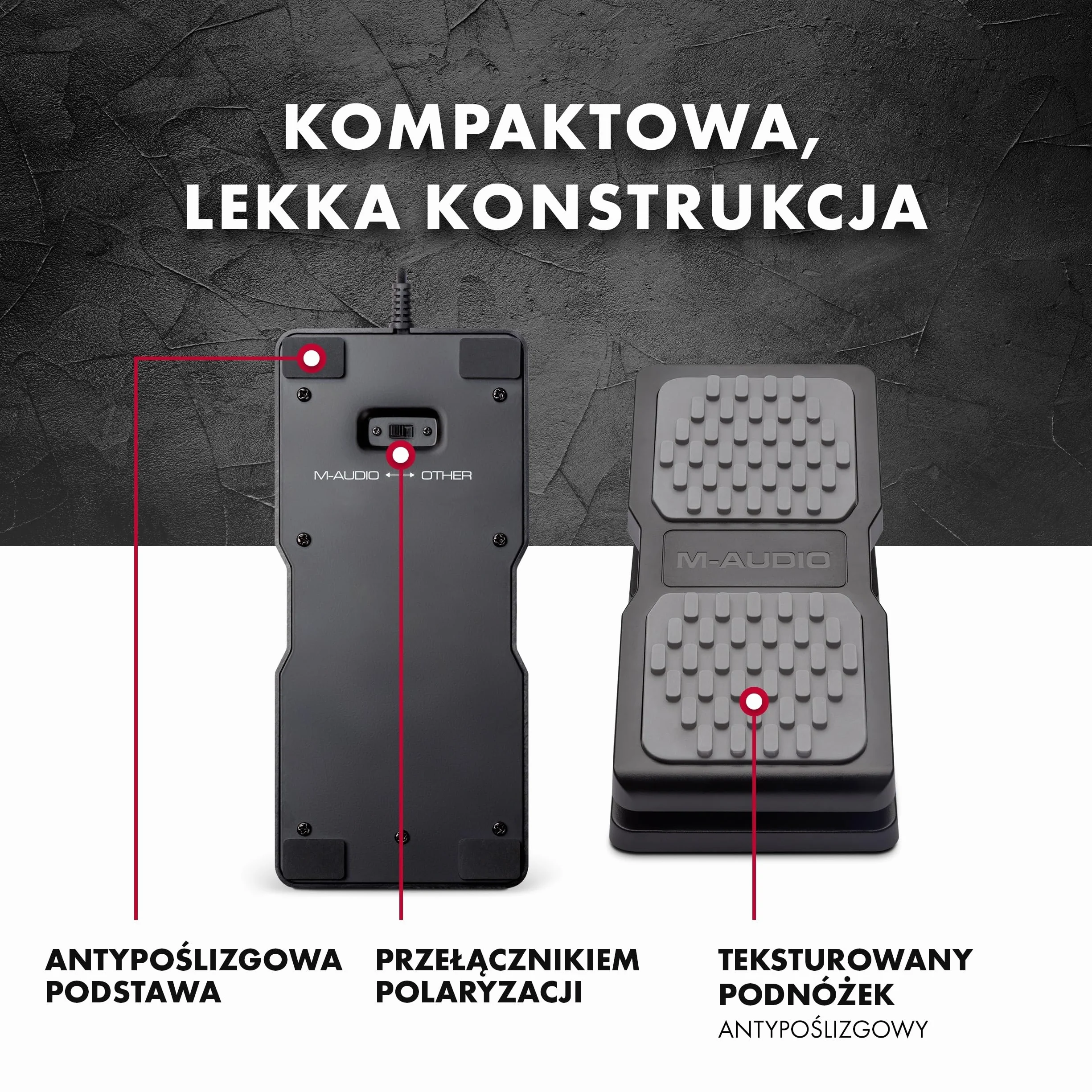 Pedał ekspresji M-AUDIO EX-P do keyboardu, klawiatury/kontrolera MIDI i obsługiwanych pedałów efektów gitarowych