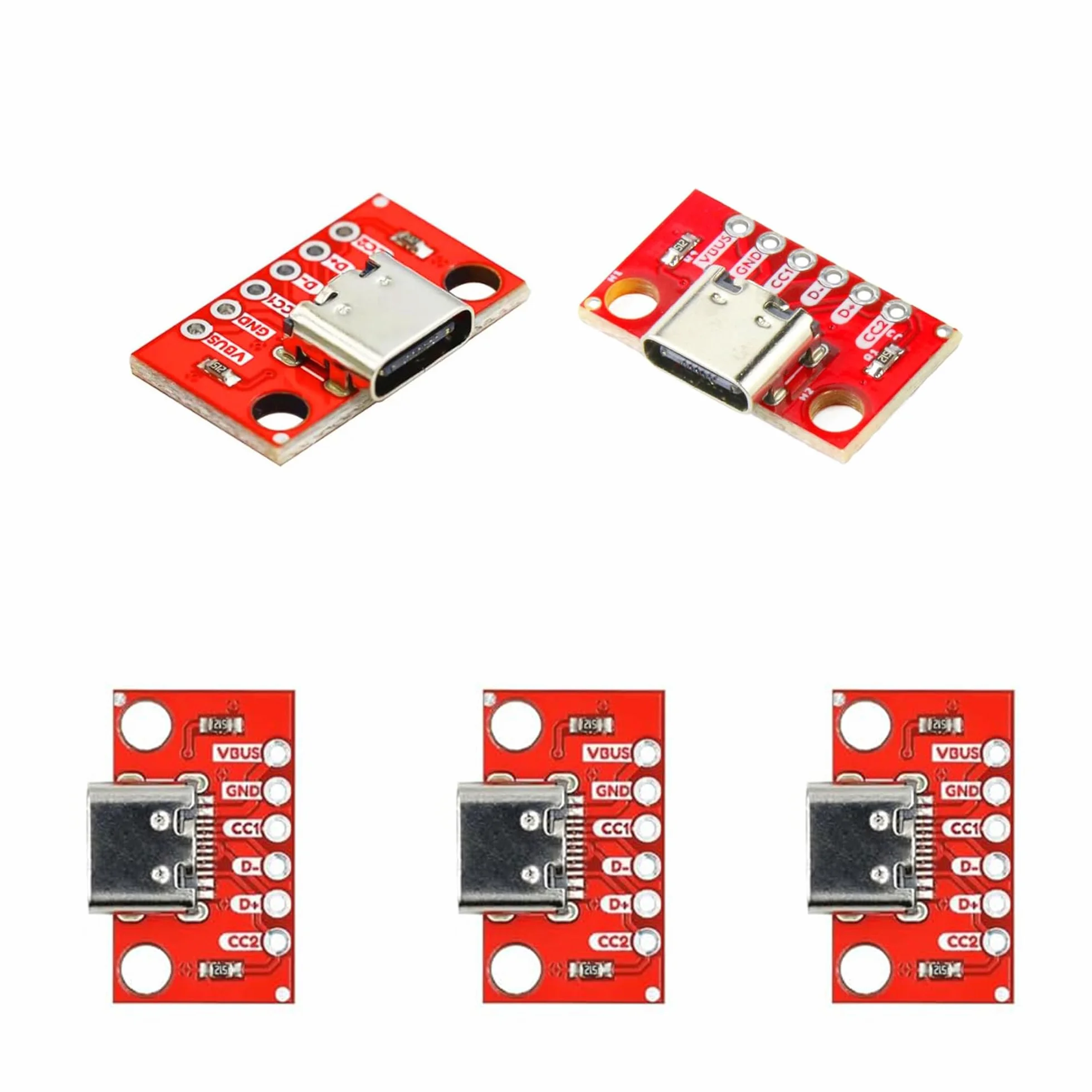 5 sztuk gniazda USB 3.1 typu C Breakout Board DIY, 6 pinów 2,54 mm USB-C BreakoutBoards DIY Breakout Board z płytką konwerterową PCB