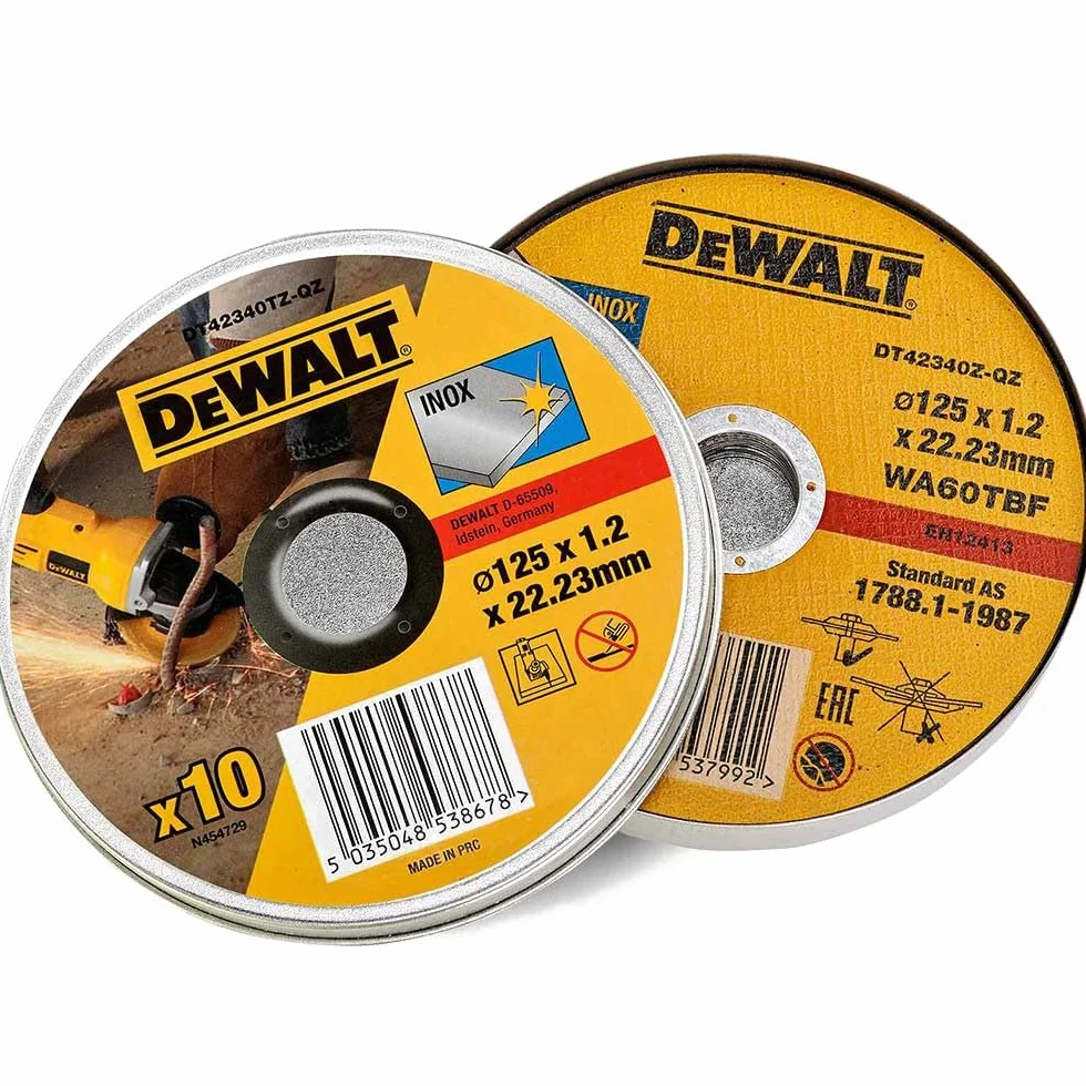 DEWALT, Zestaw 10 x tarcze do cięcia stali nierdzewnej - średnica 125mm, DT42340TZ-QZ