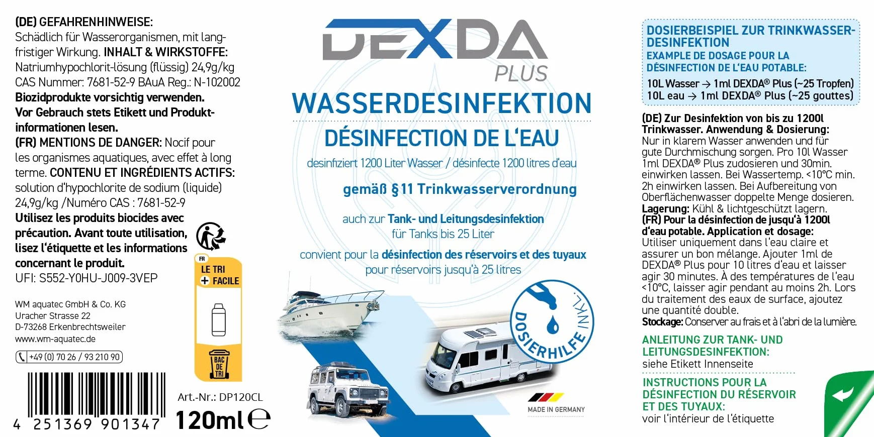 WM aquatec DEXDA Plus do dezynfekcji wody pitnej (120 ml)