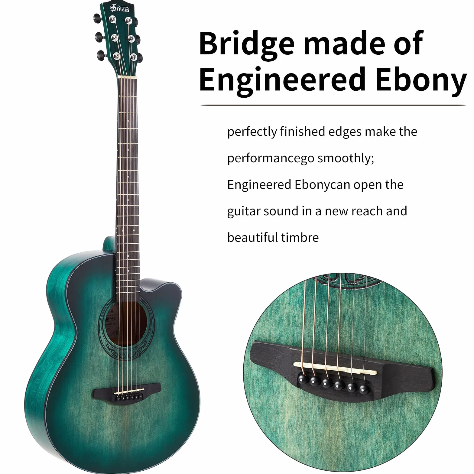 102 cm gitara akustyczna premium z litego świerku, wycięta gitara Acustica, zestaw z torbą na koncert, stojakiem na gitarę, tunerem, paskiem, kapo, strunami, ściereczką do czyszczenia i