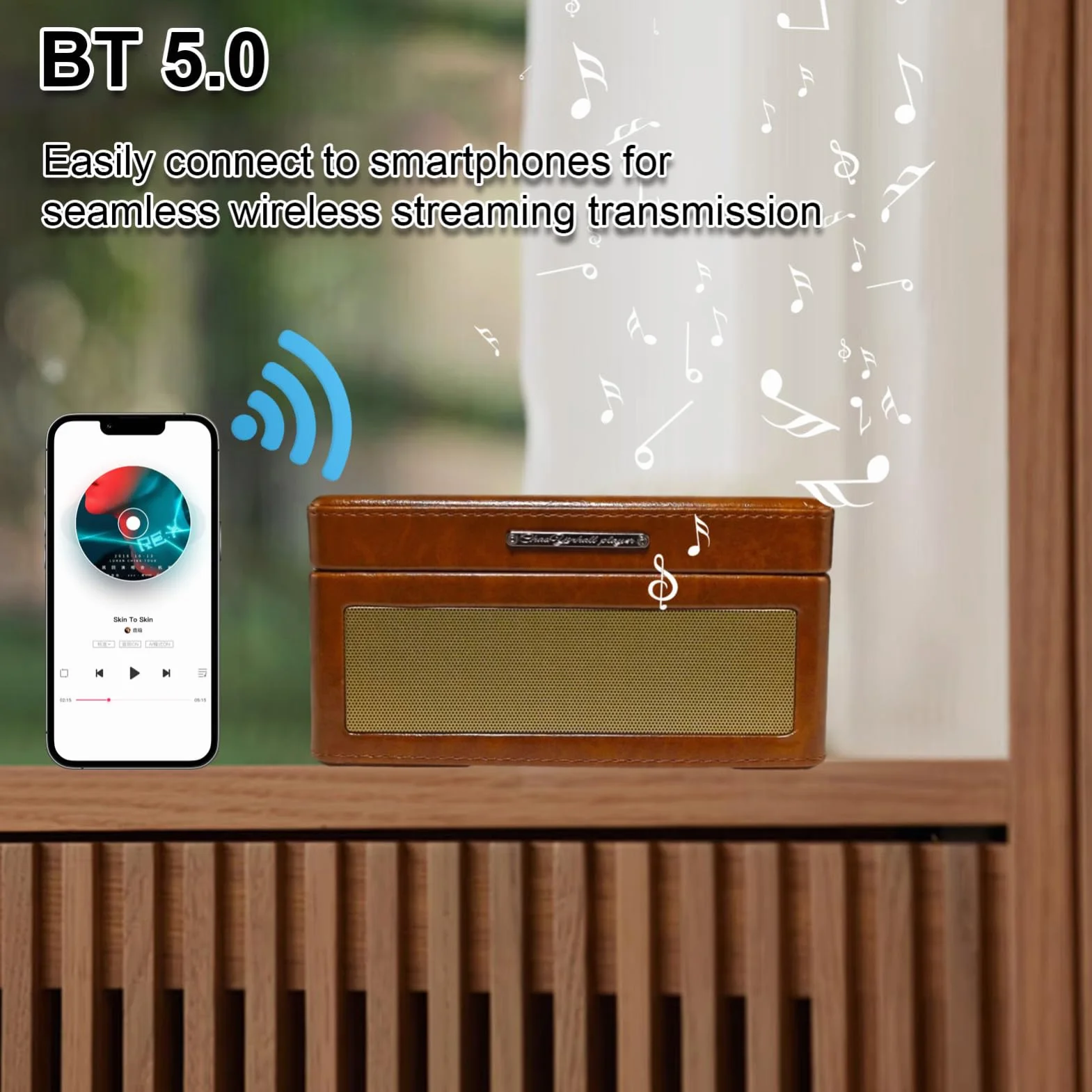 Gramofon CD, Wielofunkcyjna Tacka, Odtwarzacz Płyt BT 5.0, Odtwarzanie z Napędu USB, Pilot na podczerwień, 2 Wbudowane Głośniki, Bezprzewodowe Przesyłanie Muzyki (Khaki)