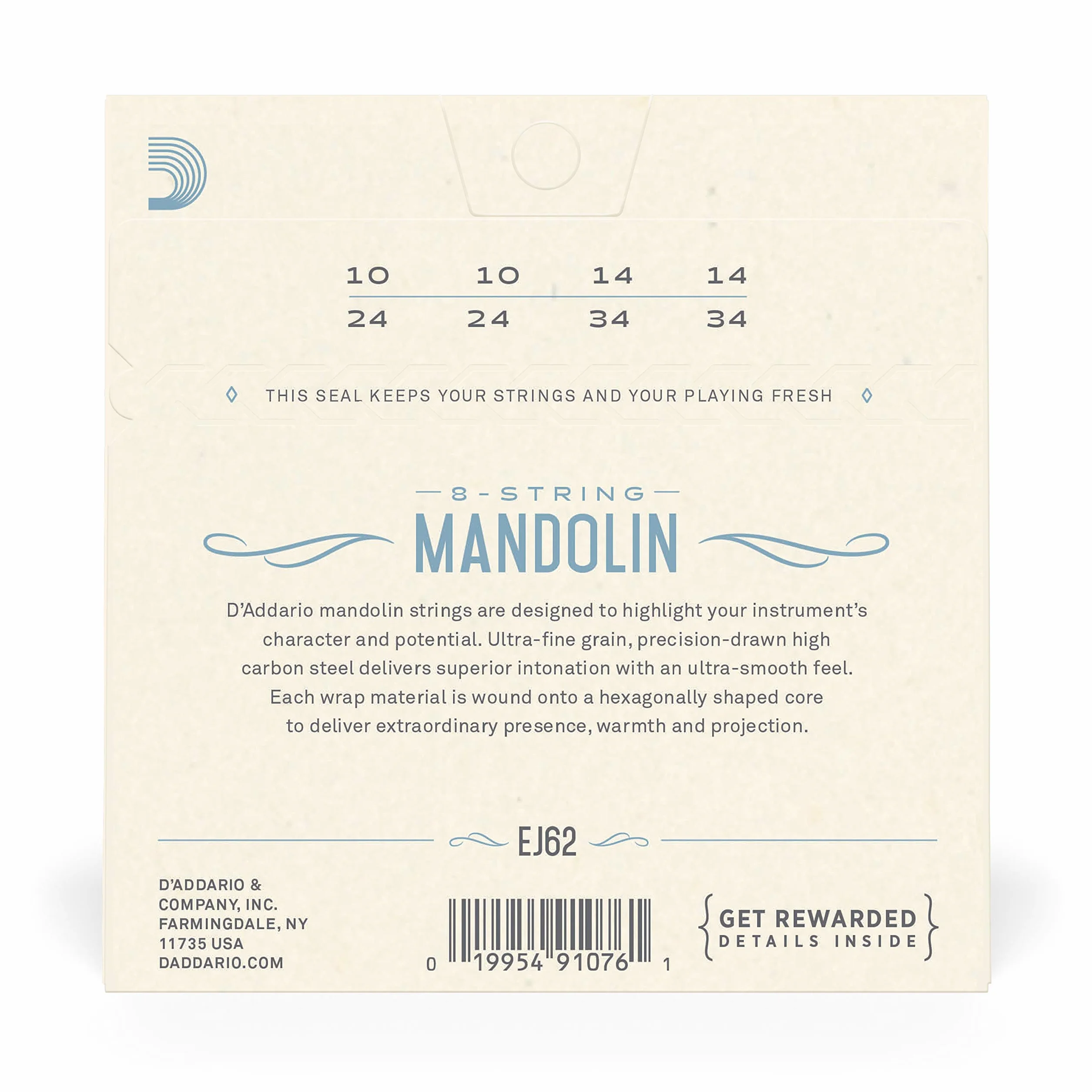 D'Addario EJ62 80/20 10-34 Brązowy lekki sznurek mandolinowy