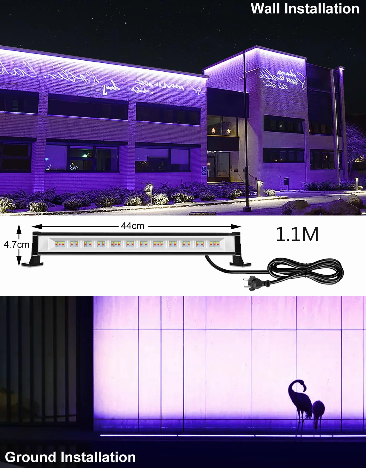 CLV 42W RGB LED wallwasher light, oświetlenie led bar party z pilotem RF 360° IP66 wodoodporne, zmieniające kolor diody led 30 trybów funkcją pamięci Timer dla DJ disco Boże Narodzenie Halloween party
