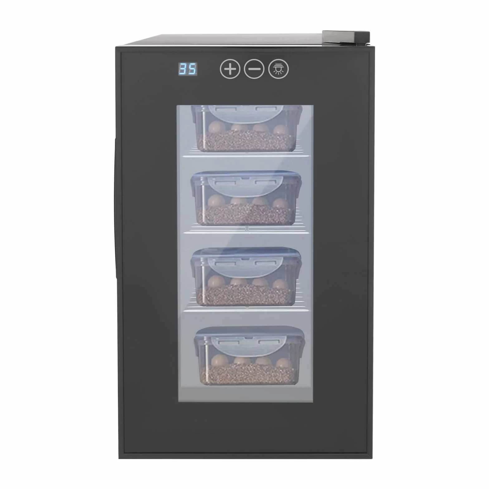 Inkubator do jaj gadów, 23 l, 55 W, automatyczny inkubator z wyświetlaczem LED, cichy, regulowana temperatura 10-40°C, dla żółwi wodnych, 25,8 x 50,2 x 46,5 cm, czarny