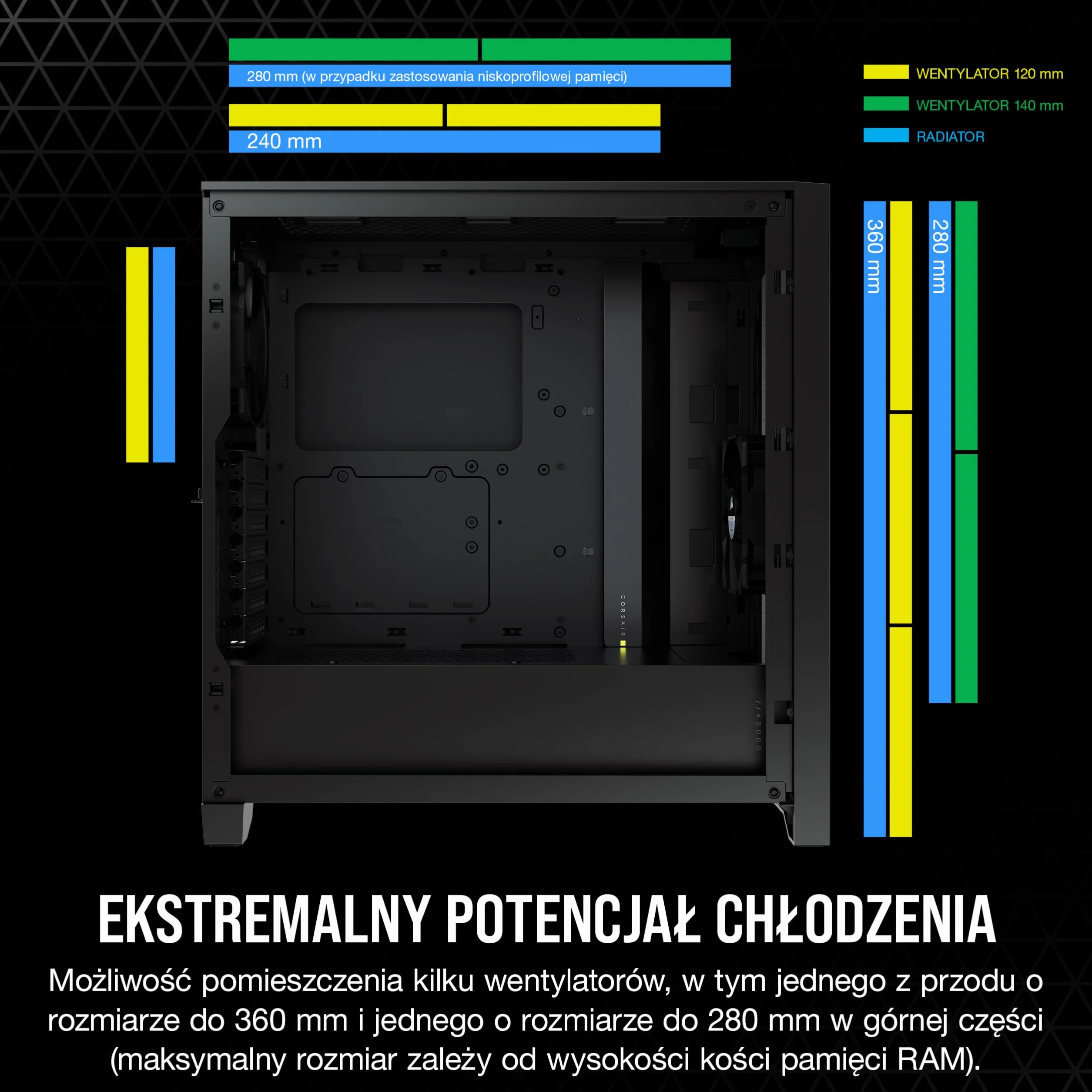 Corsair Obudowa 4000D Airflow Mid-Tower-ATX ze szkłem hartowanym (przednia osłona o dużej przepustowości powietrza, osłona boczna ze szkła hartowanego, dwa w zakresie dostawy wentylatory 120 mm)