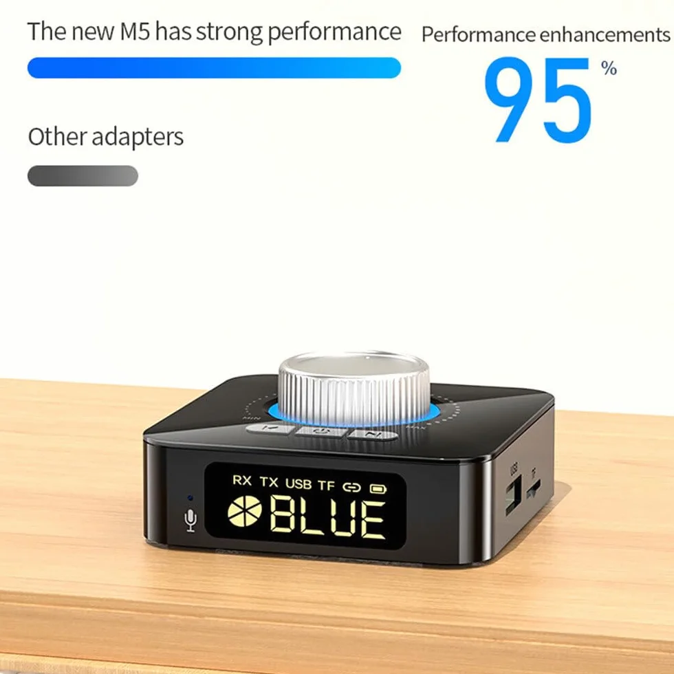 DollaTek Bezprzewodowy adapter audio 2 w 1, kompatybilny z Bluetooth, lekki odbiornik nadajnik do telewizora, PC, stereo, po??cz g?o?nik, s?uchawki