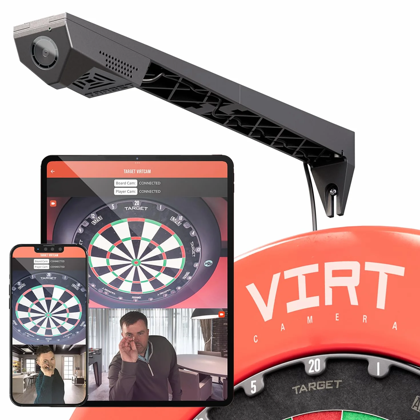 Target Darts System kamer Virt Dartboard | Kamera Virt do tarczy do darta, kamery do darta do rzutek na żywo, interaktywne rzutki z aplikacją DartCounter, kompatybilność ze światłem Corona