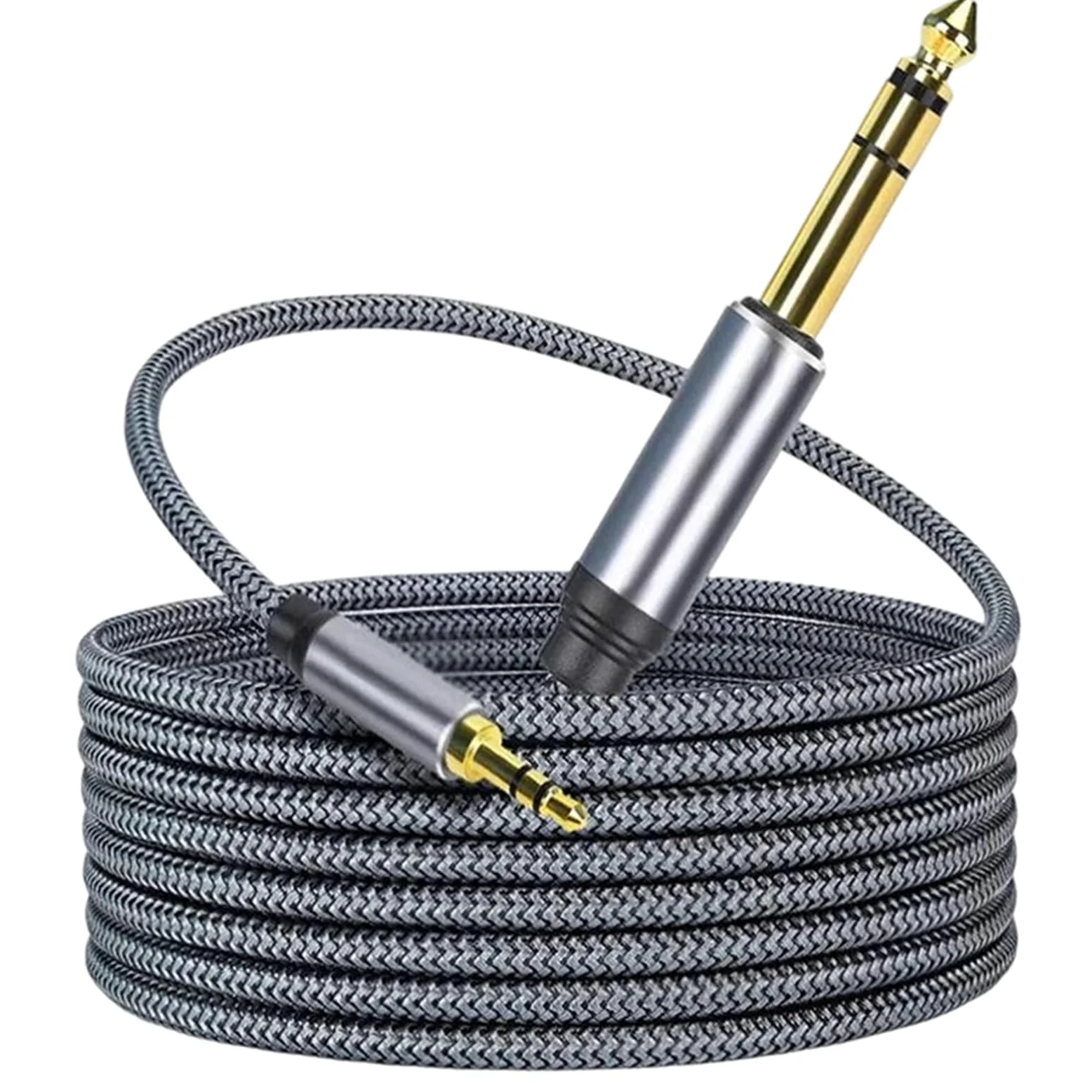 Adapter 3,5mm Do 6,35mm Kabel Aux Do Wzmacniacza Miksującego Głośnik Odtwarzacza Pozłacany Trwały | Kabel gitarowy (15 m)