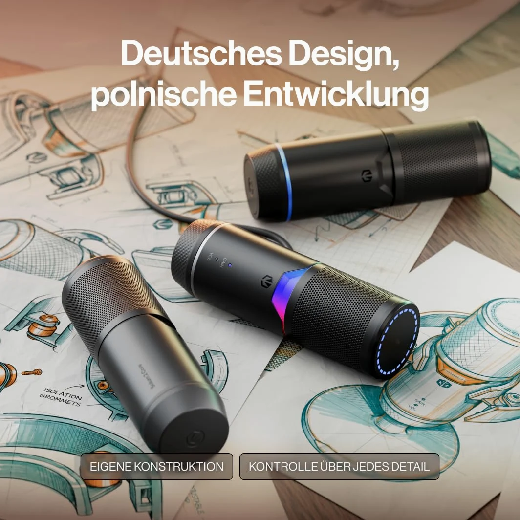 ENDORFY Solum 2 Boom Arm Mikrofon USB C 24 bit/96 kHz | Kardioidalny, Ramię Mikrofonowe 88 cm, Kosz Antywstrząsowy, Metalowy Pop Filtr, Mute, Regulacja Czułości, PC PS5 Mac