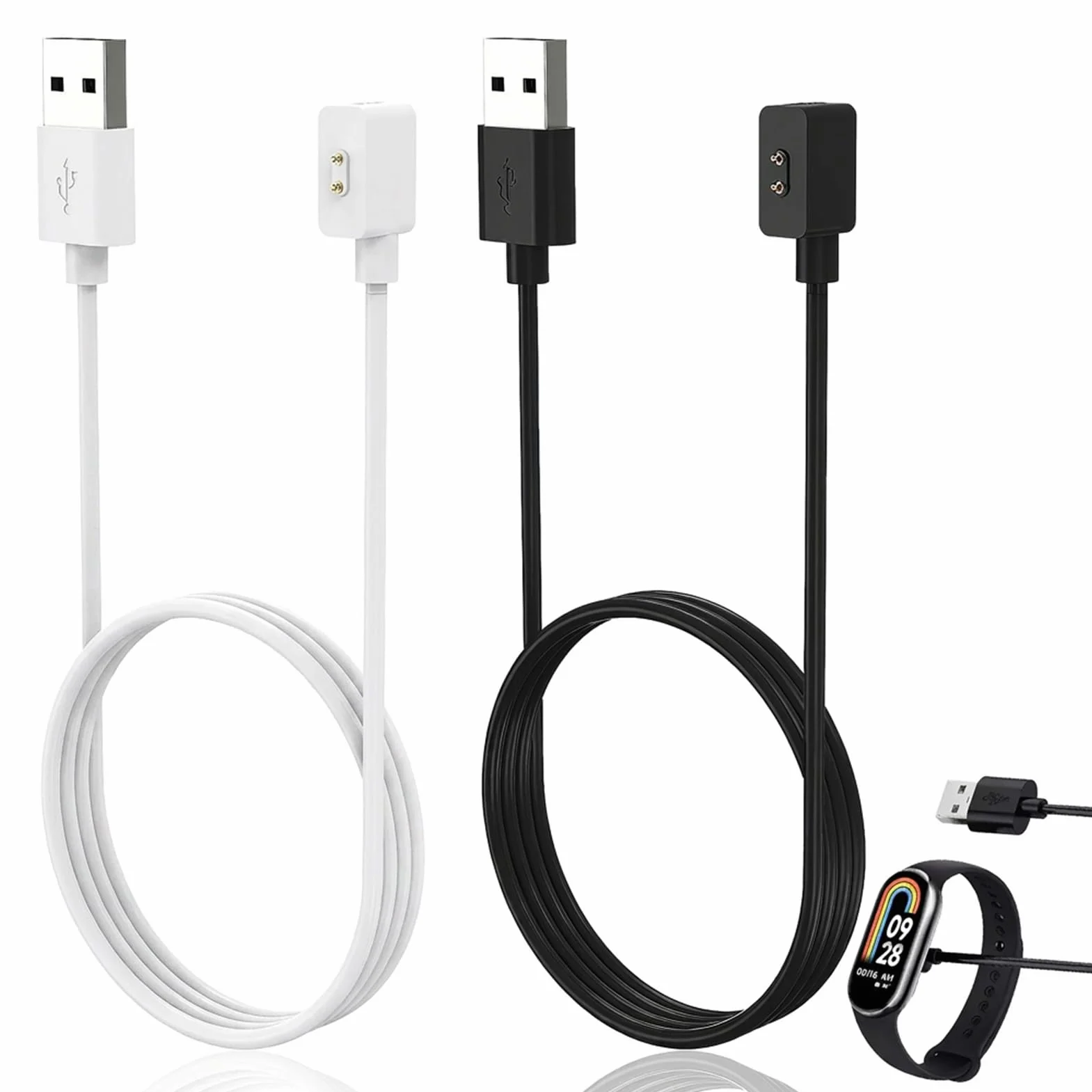 2 kable do ładowarki zegarka do zegarka Redmi Watch 5/5 Active/5 Lite/4/3 Active/3 Lite, 1 m kabel USB do ładowania kompatybilny z Xiaomi Smart Band 9/9 pro/8/8 Pro, USB 5 V 1A, szybkie ładowanie