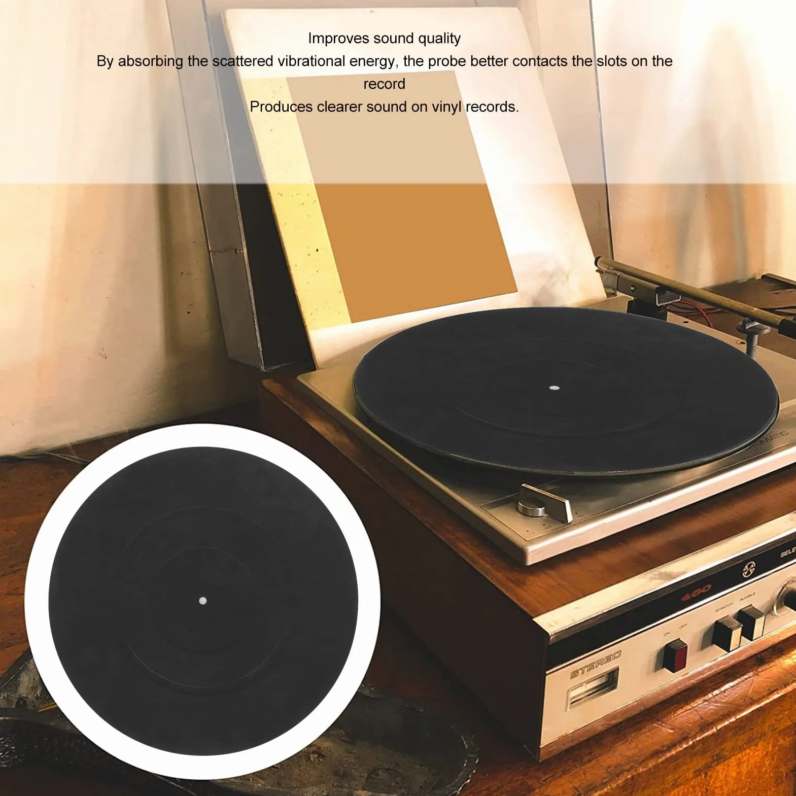 Mata Gramofonowa do Gramofonów Winylowych LP, Mata Gramofonowa Czarna Gumowa Mata Gramofonowa LP, Rekordowa Mata Gumowa Gramofon Home Disc Pad Wymiana akcesoriów.