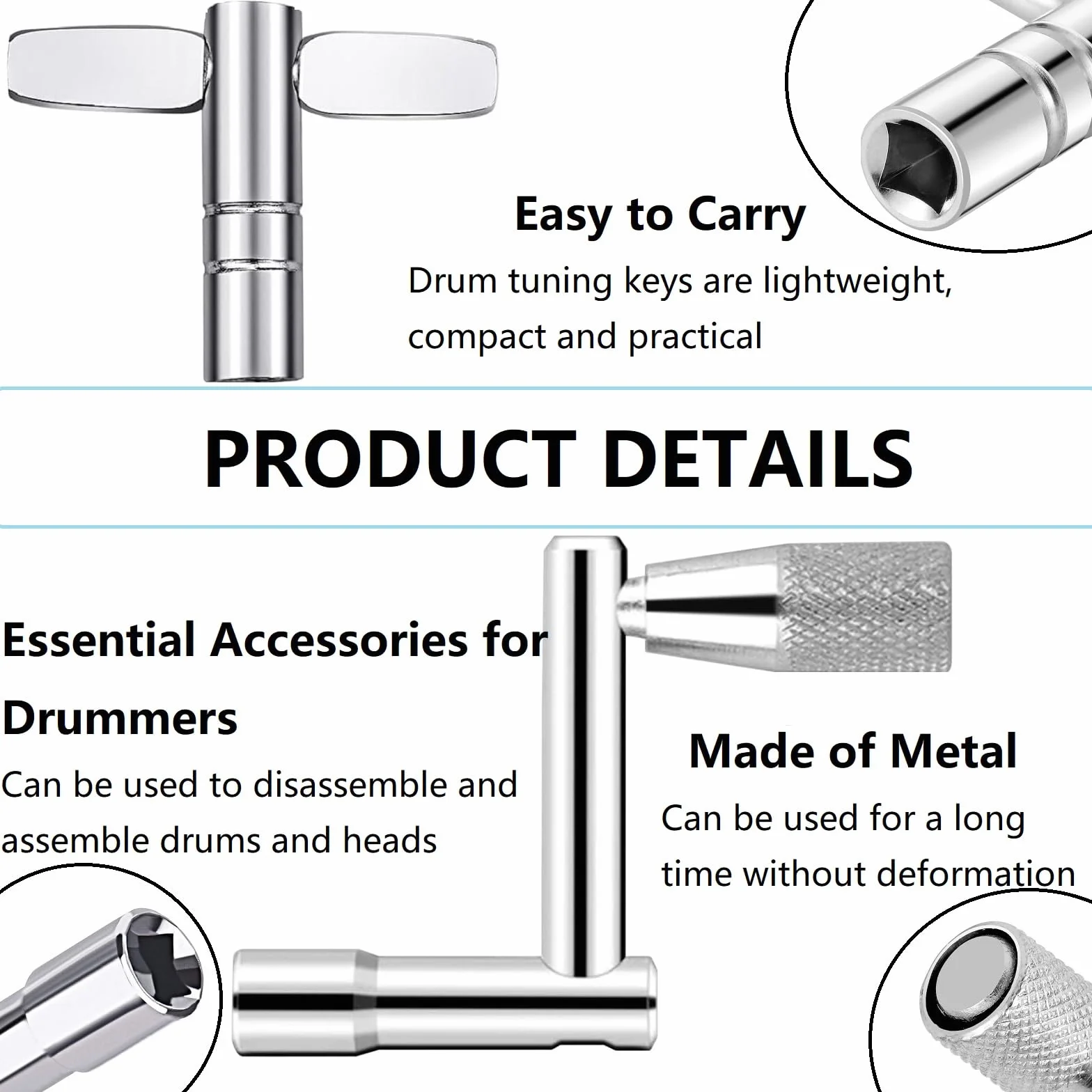 Bavooty Klucz Perkusyjny 4 sztuki Metalowy Tuning Keys Do Instrumentów Perkusyjnych