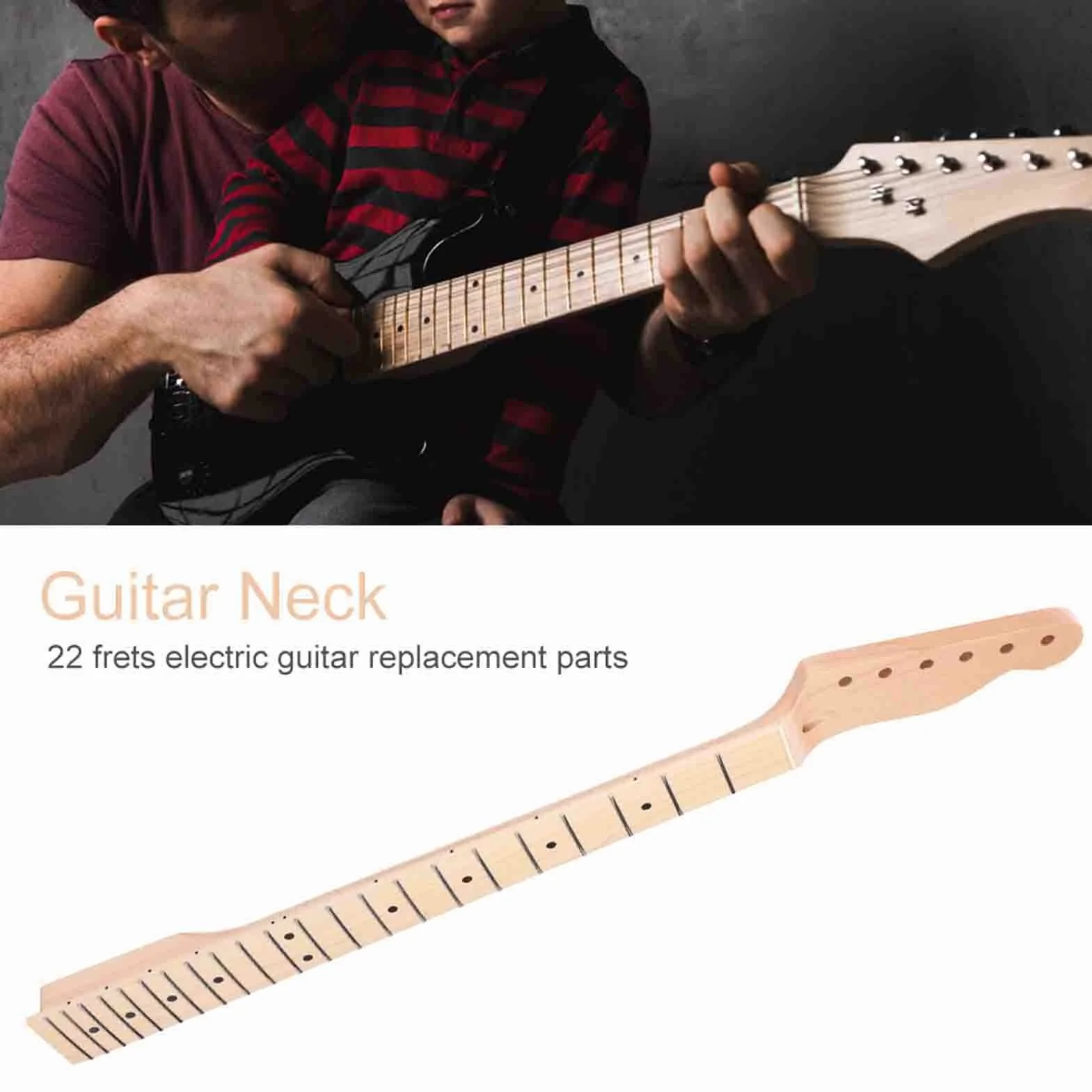 Gryf Gitary, 22 Progi Klon Drewniany Gryf Gitary Elektrycznej z Czarnymi Kropkami do Gitar w Stylu TL (Brak tylnej linii środkowej)