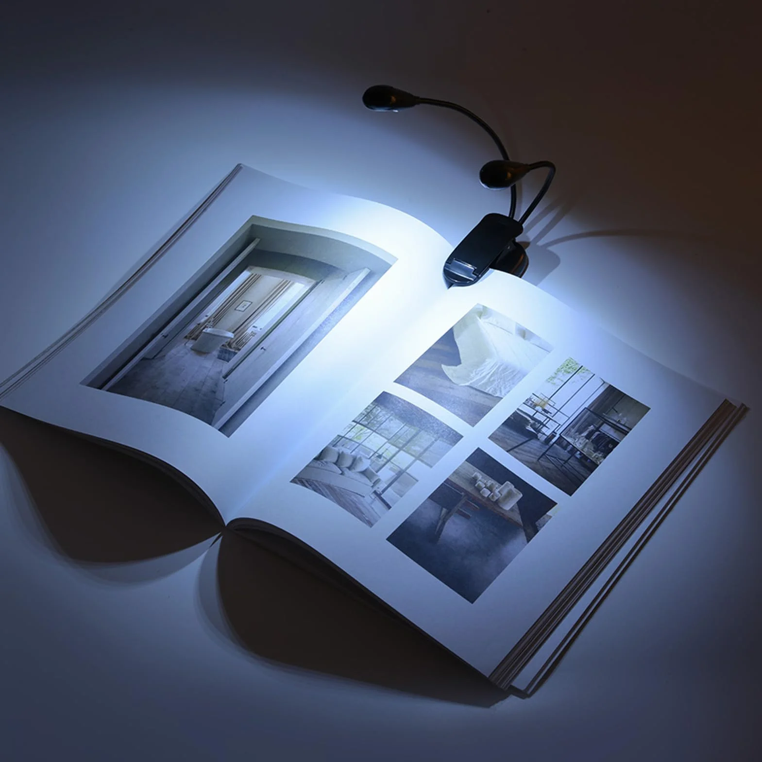 Clip On Music Stand Light Mini Regulowana Lampa LED z Podwójnymi Ramionami dla Bookworms Piano Orchestra Craft (8 świateł)