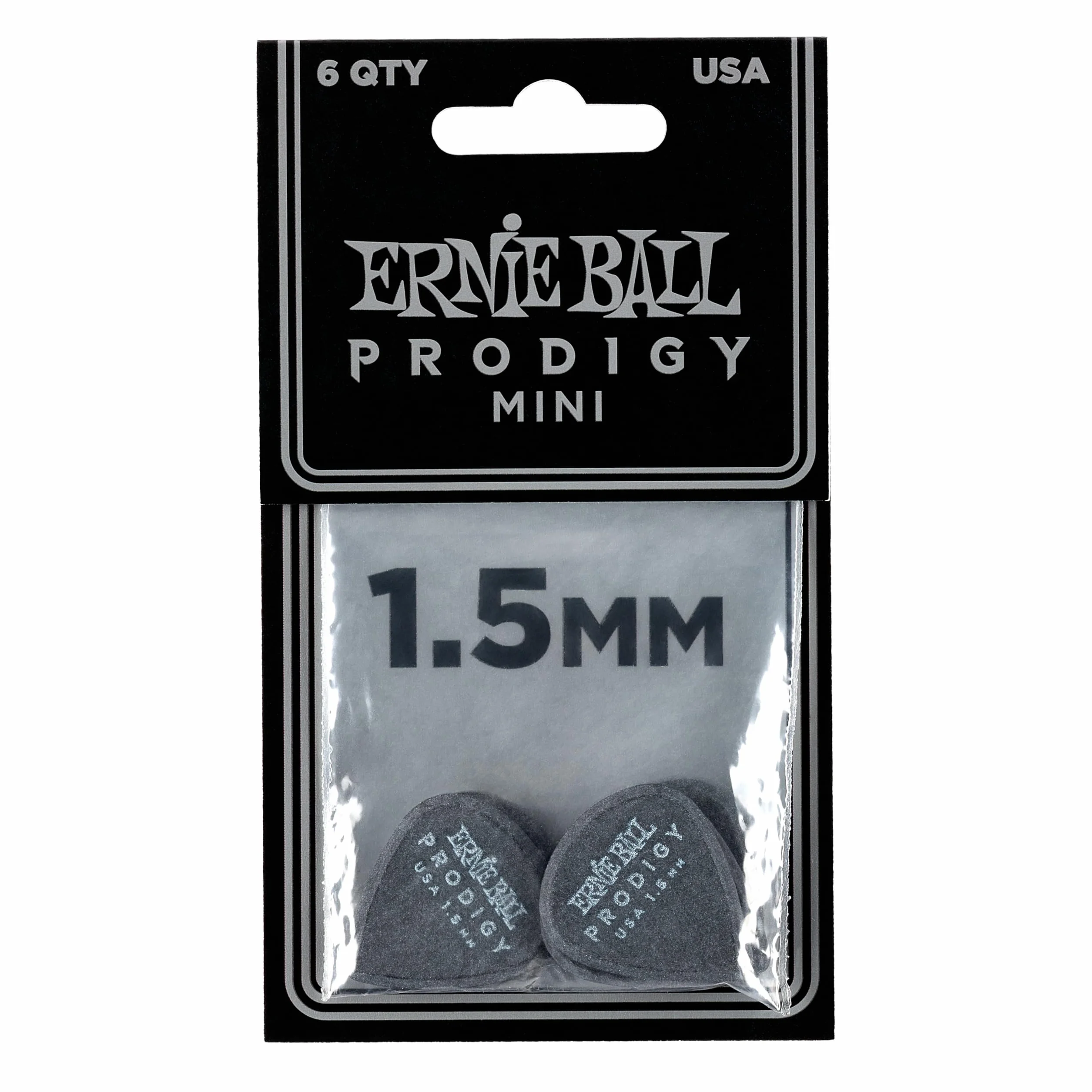 Ernie Ball P09200 Mini Prodigy Picks 1.5mm 6-Pack Grey