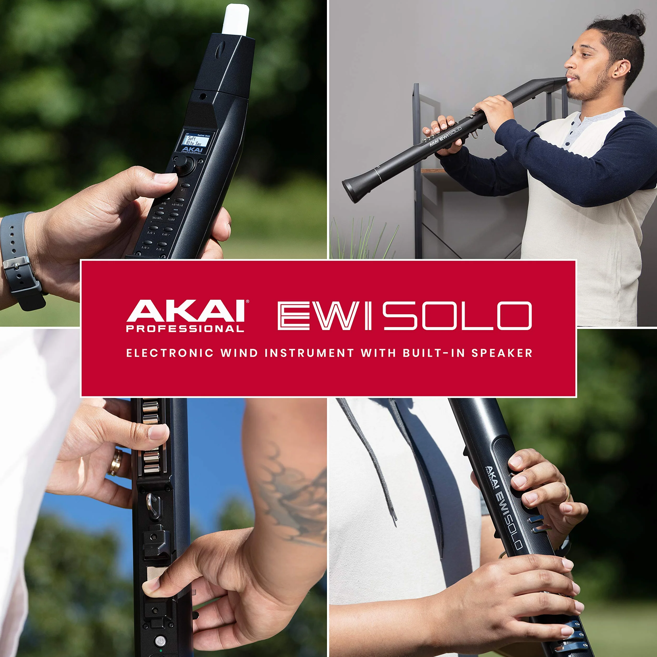 Akai Professional EWI Solo - Elektroniczny Instrument Dęty z Wbudowanym Głośnikiem, Akumulatorem, 200 Brzmieniami i Łącznością USB MIDI