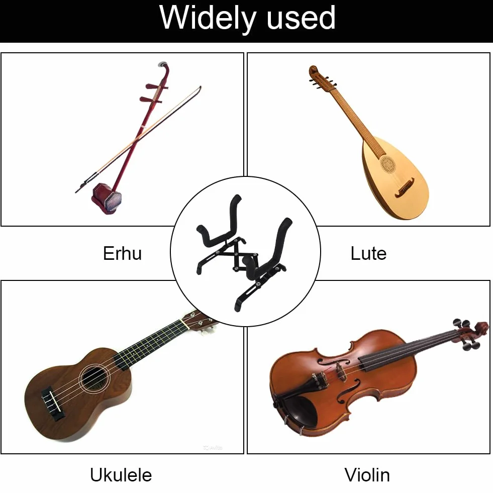Stojak na gitarę, uchwyt na gitarę, stojak na ukulele, stojak na instrumenty muzyczne, odpowiedni do ukulele, skrzypiec, mini gitar i innych małych instrumentów, z 2 szarymi ściereczkami do
