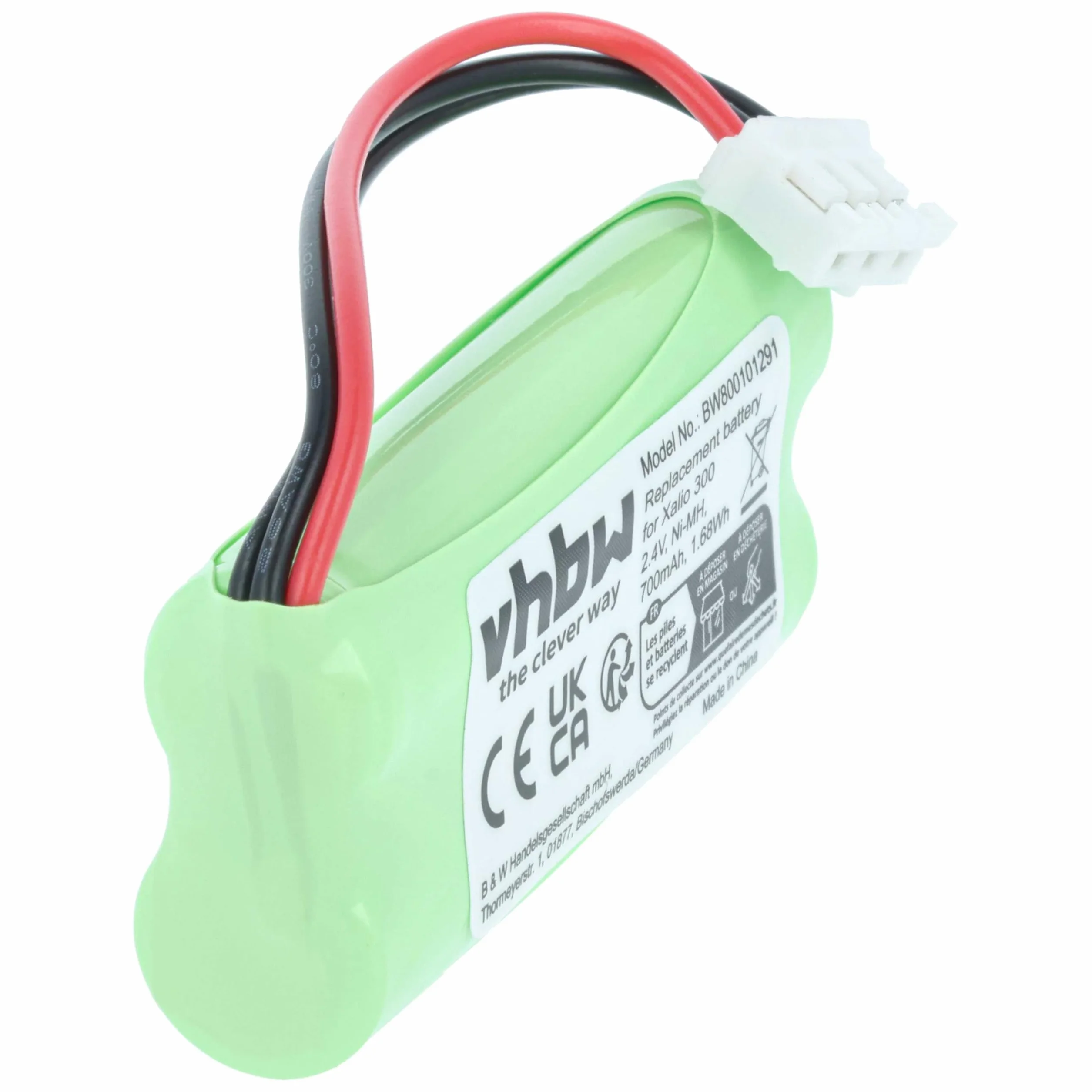 vhbw NiMH akumulator 600 mAh (2,4 V) do bezprzewodowego telefonu stacjonarnego Philips Xalio 300, 300 DECT jak 2HR-AAAU, H-AAA600X2, H-AAA500X2.