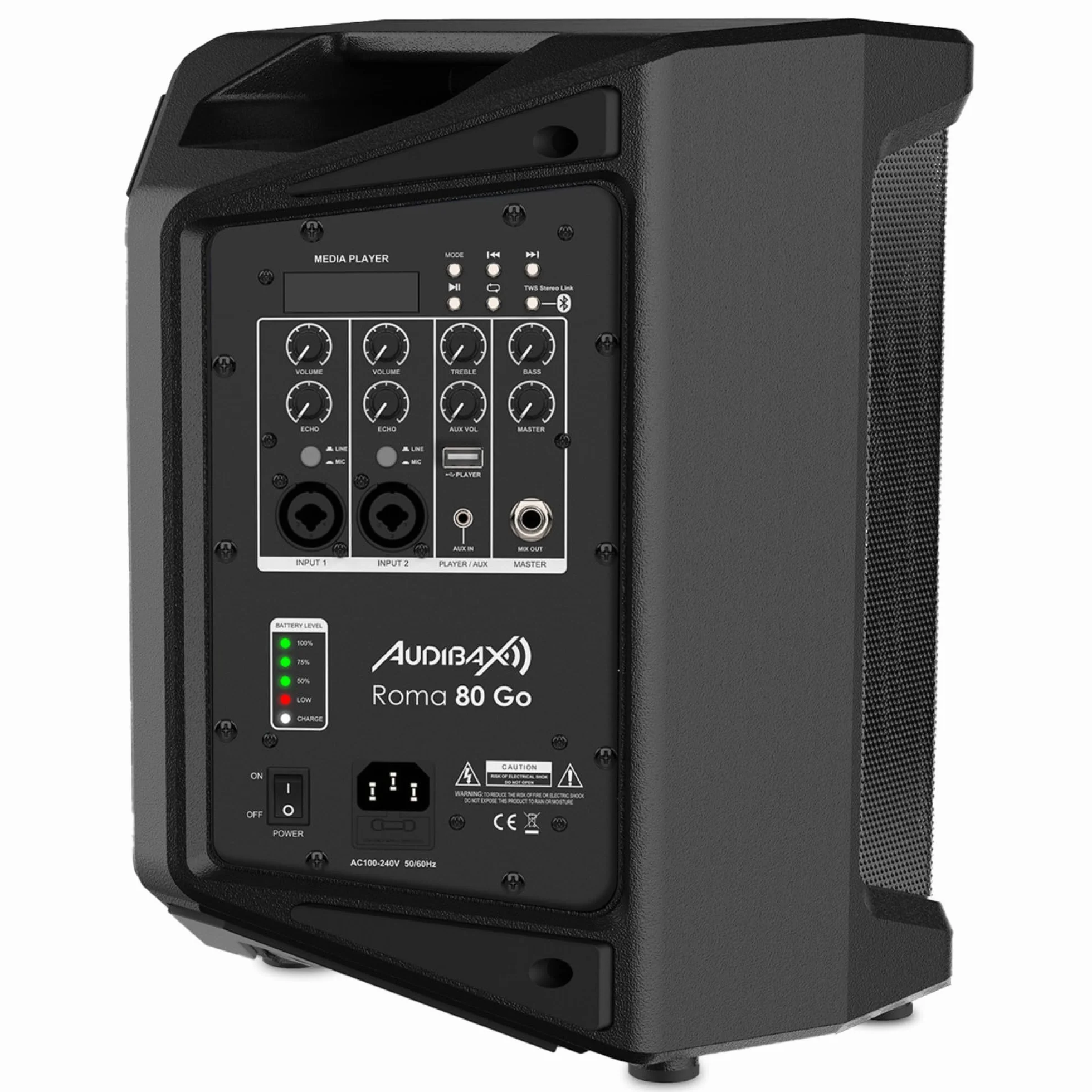 Audibax Roma 80 Go Przenośny System PA Bluetooth 6.5" 80W z akumulatorem