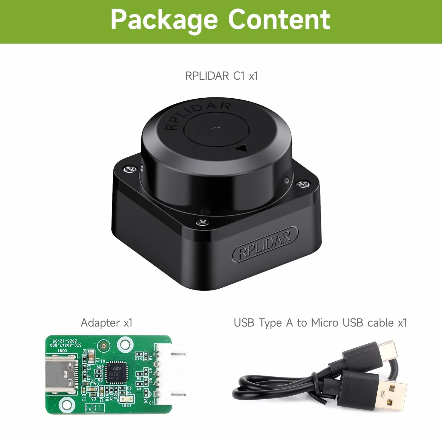 Waveshare Slamtec RPLIDAR C1 Laser Ranging Sensor, 360° Omnidirectional Lidar, Millimeter-Level High Definition, Anti-Interference and Anti-Adhesion, Compact and Easy to Integrate