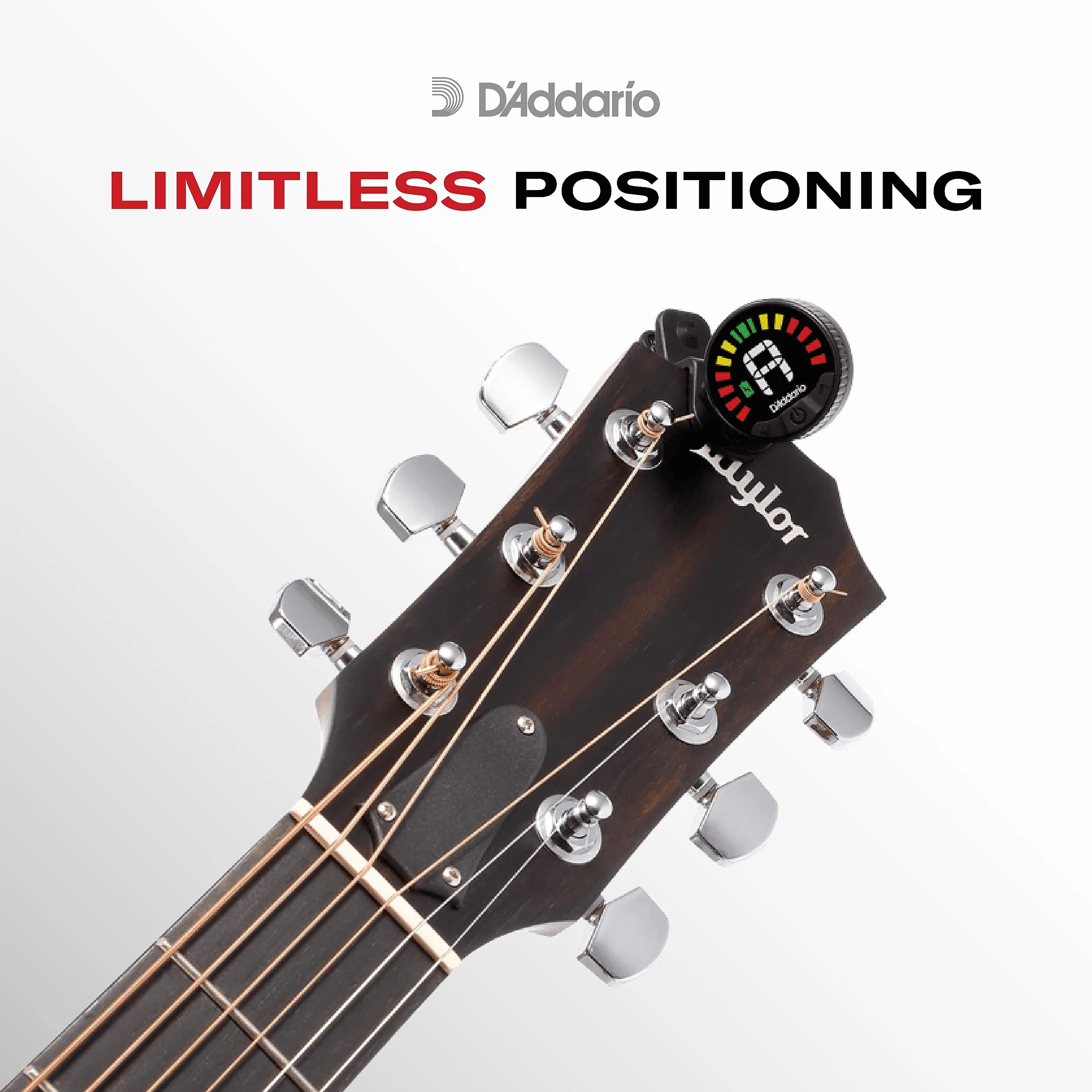 D'Addario Nexxus 360 Tuner do gitary z możliwością ładowania, z klipsem, tuner do gitary akustycznej, 24 godziny strojenia na ładowanie, obracany o 360 stopni