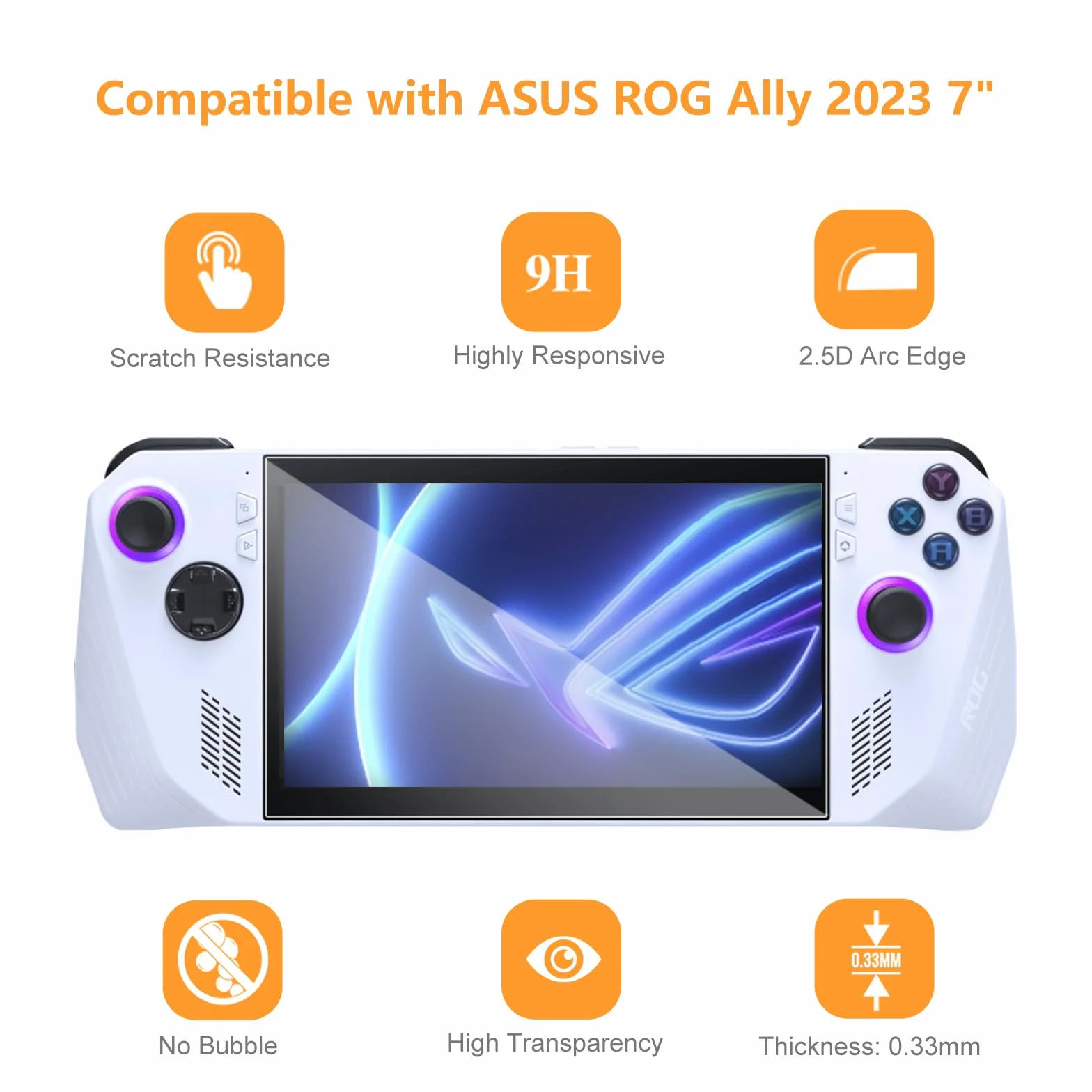 Hianjoo Ochraniacz Ekranu Kompatybilny z ASUS ROG Ally/Ally X 17.8 cm 2023/2024, [HD Clarity] [Twardość 9] Zamiennik ze Szkła Hartowanego