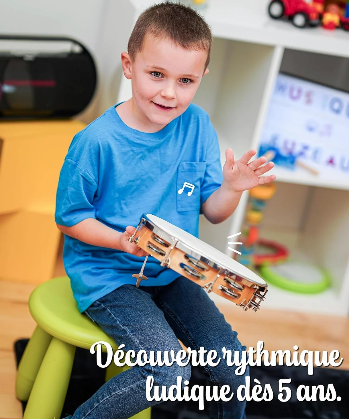 FUZEAU 590 tambourin naturalne futro 25 cm + 18 CYMB